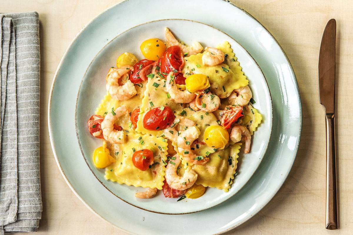 Lobster Ravioli and Shrimp