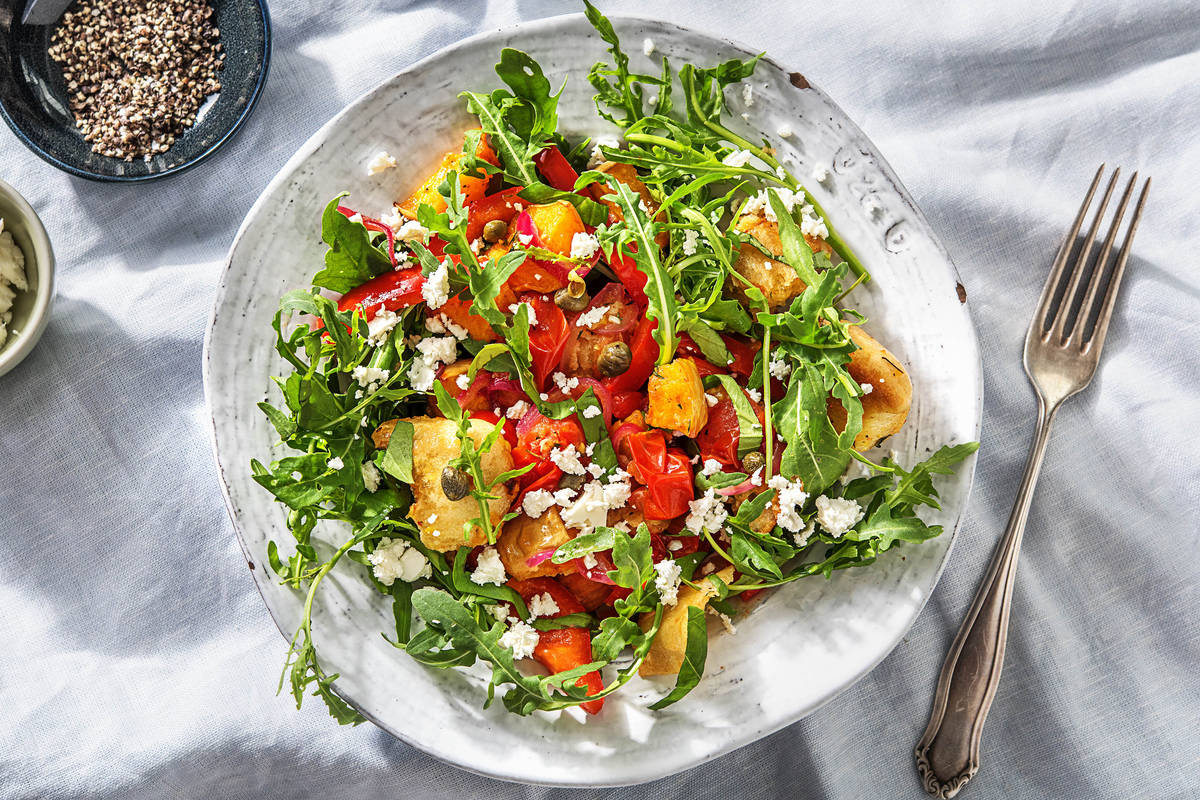 Warm Panzanella Salad (V)