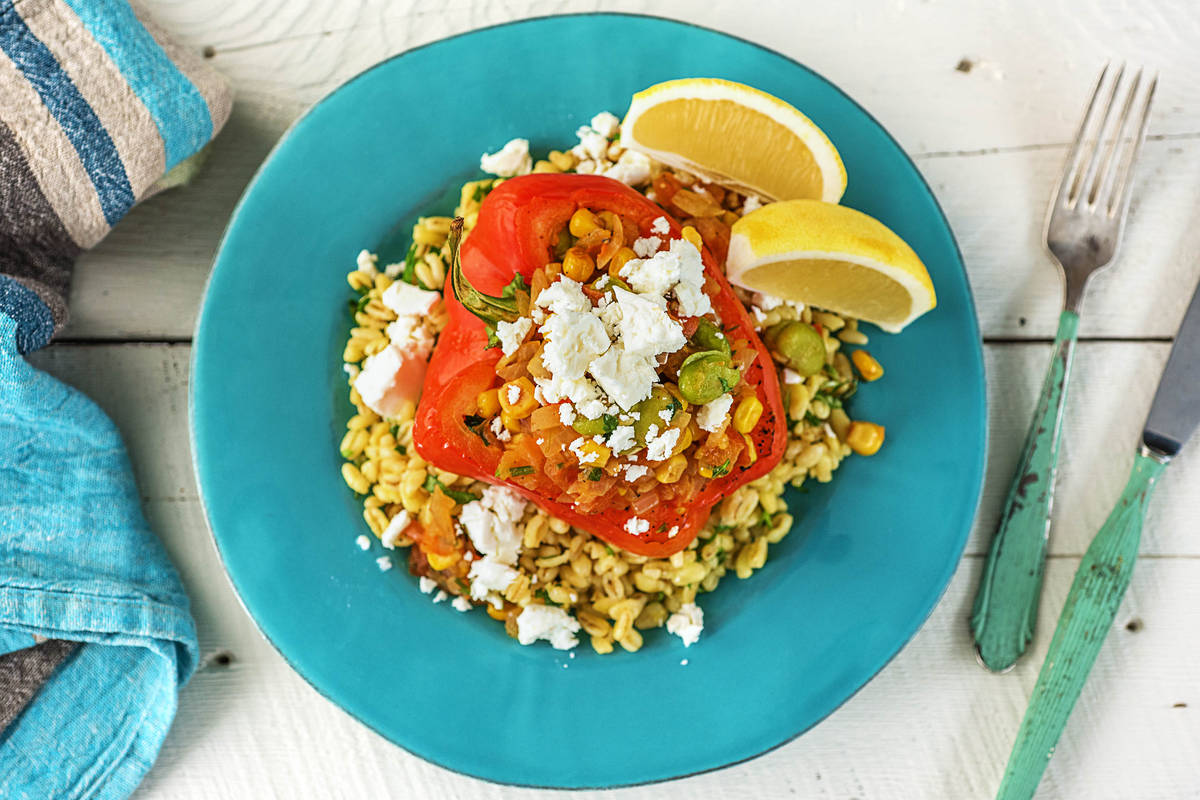 Winter Succotash Stuffed Peppers