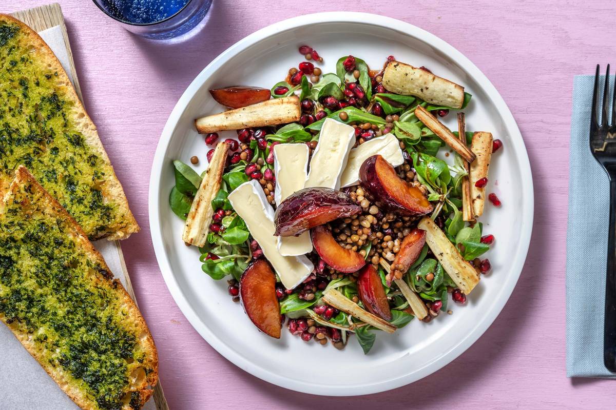 Winterlicher Linsensalat mit Camembert