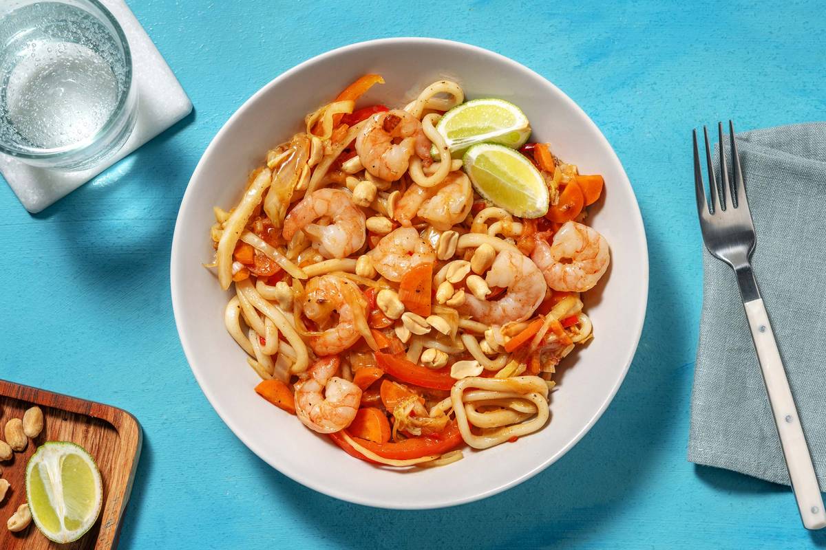 Crevettes à l'ail au wok et cacahuètes