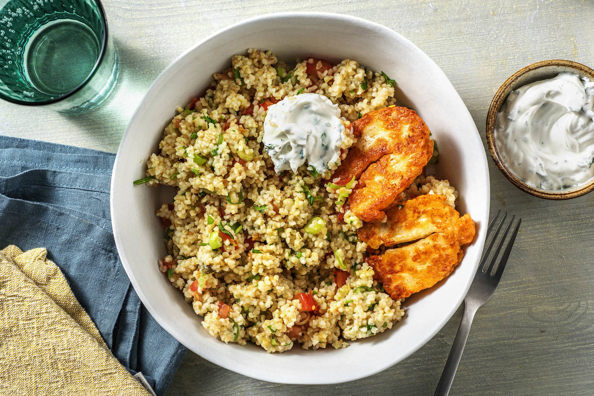 Würziger Halloumi auf Tabbouleh