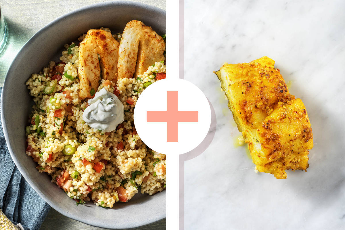 Halloumi auf Tabbouleh mit extra Kabeljau