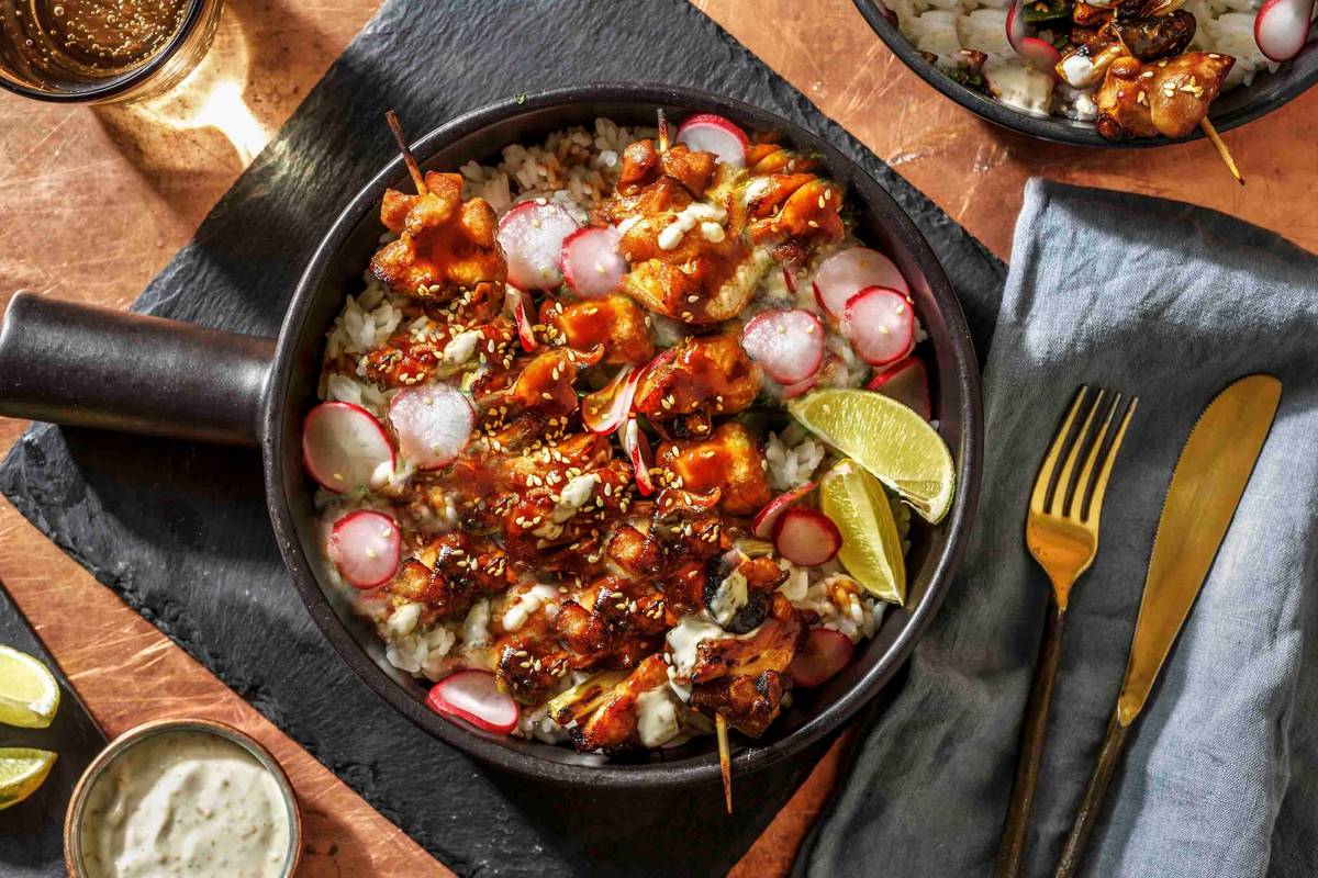 Yakitori Chicken Skewer Rice Bowl