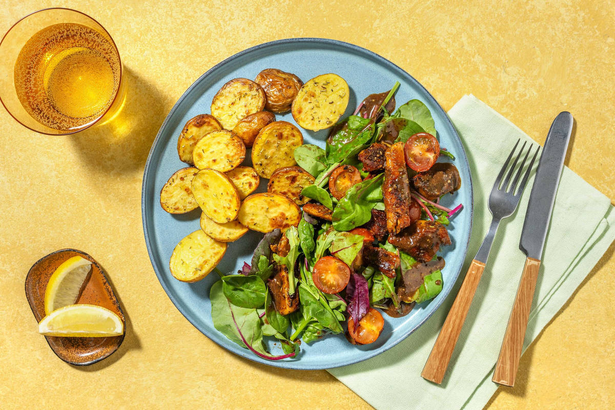 Marinierte Hähnchenstreifen mit Rosmarin-Drillingen