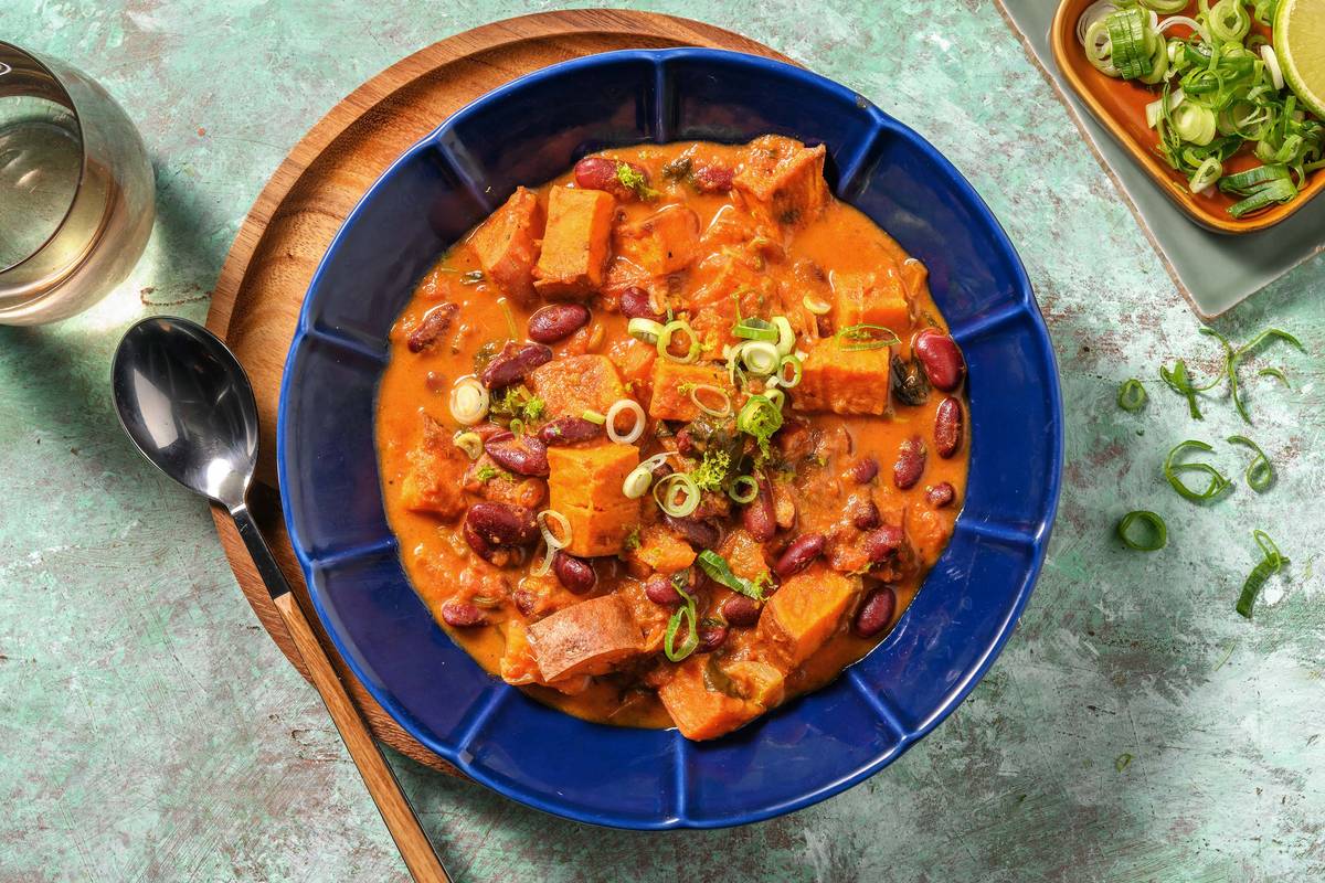 Zoete-aardappelsoep met kokosmelk