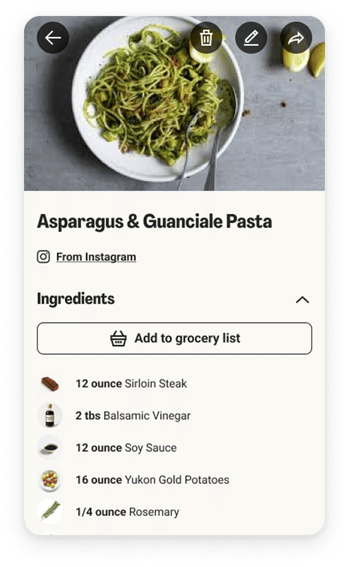Recipe detail screen