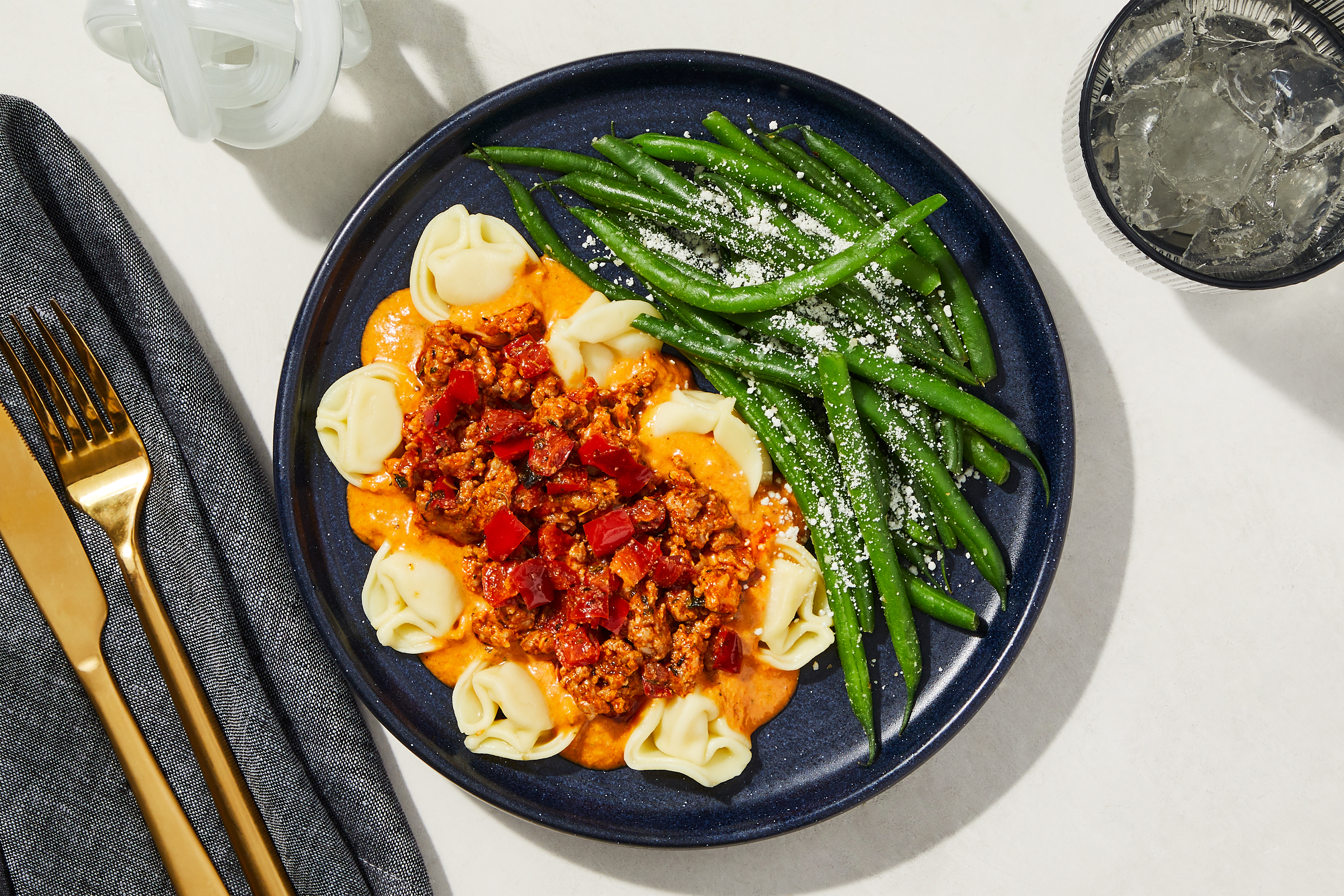 Roasted Red Pepper Tortellini & Italian Sausage