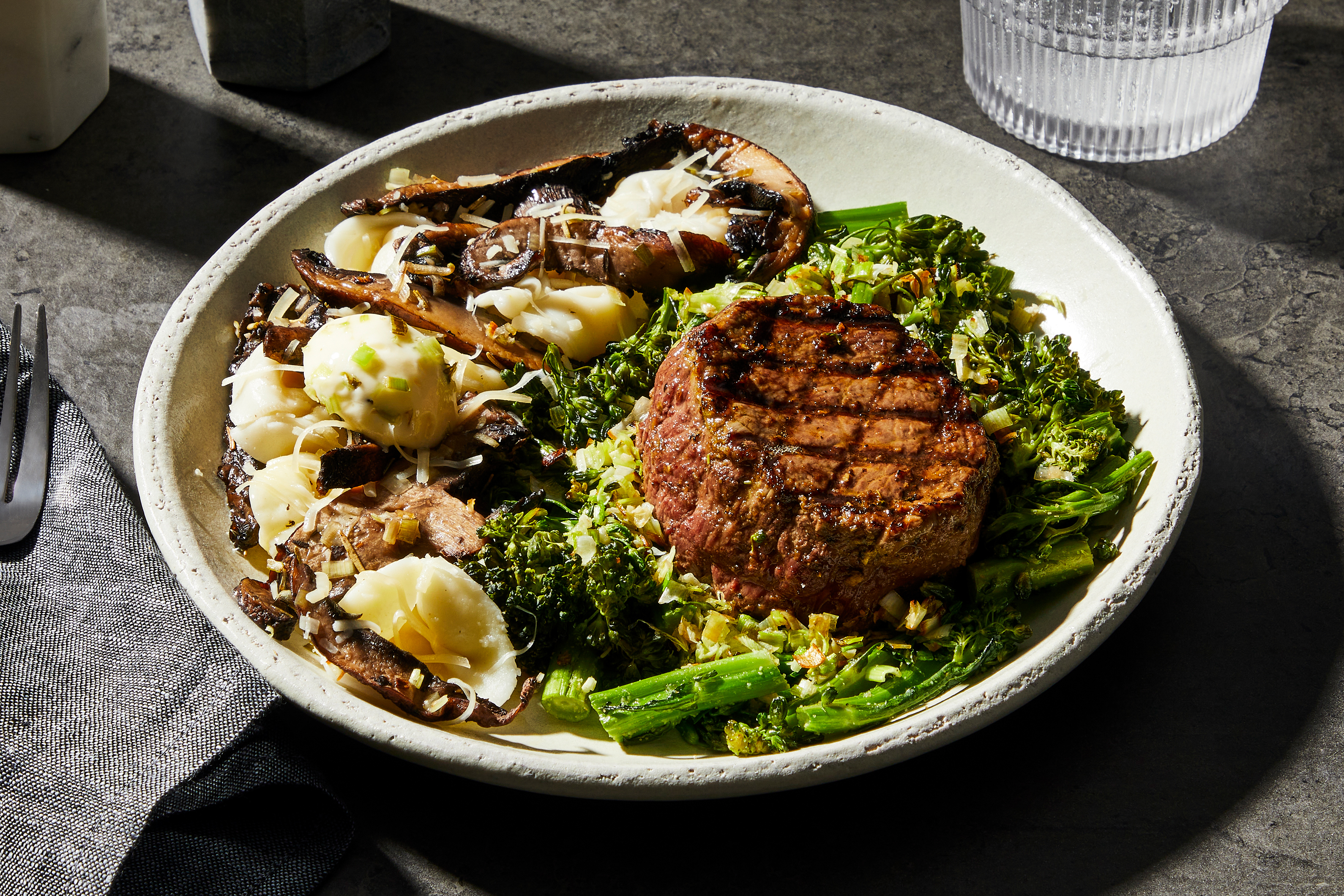 Grilled Filet Mignon & Truffle Mushroom Tortellini