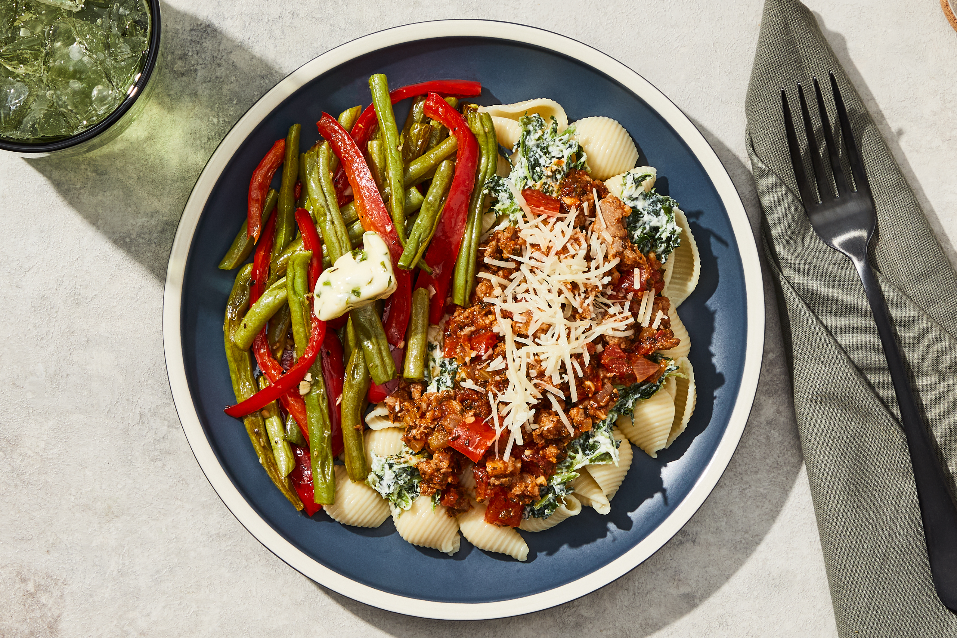 Unstuffed Sausage & Spinach Ricotta Shells