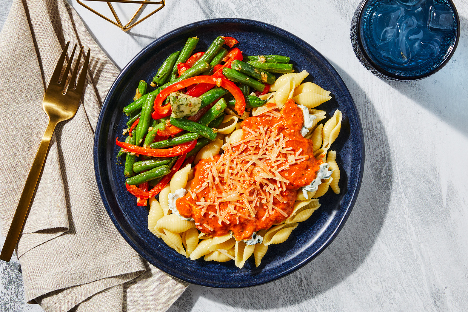 Unstuffed Spinach Ricotta Shells