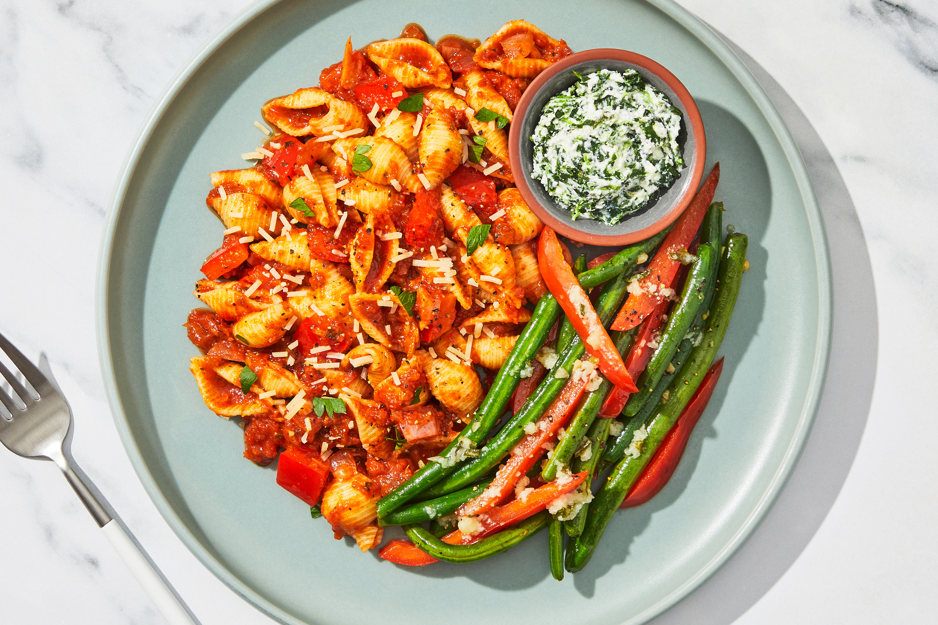 Unstuffed Spinach Ricotta Shells