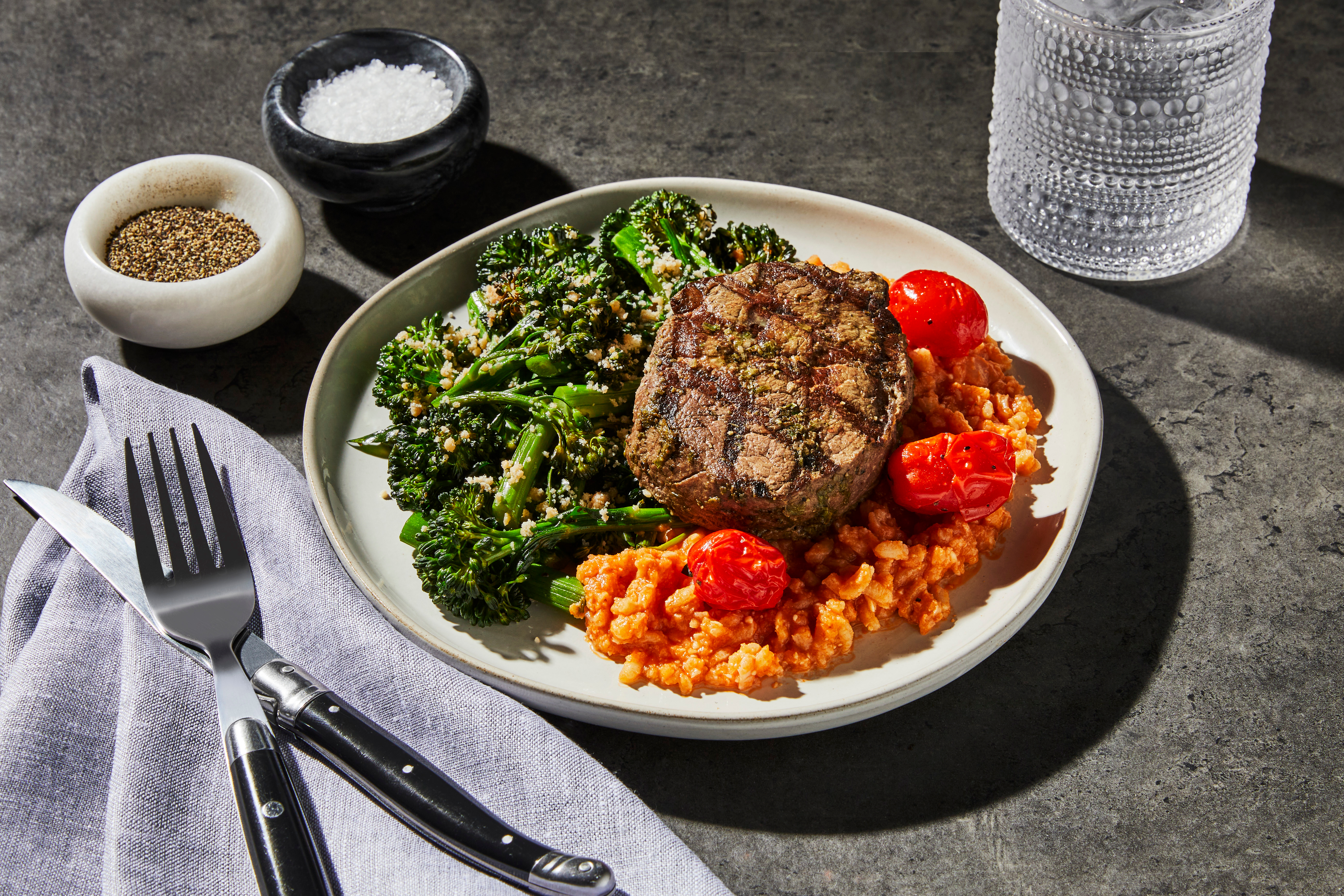 Garlic Filet Mignon & Tomato Risotto