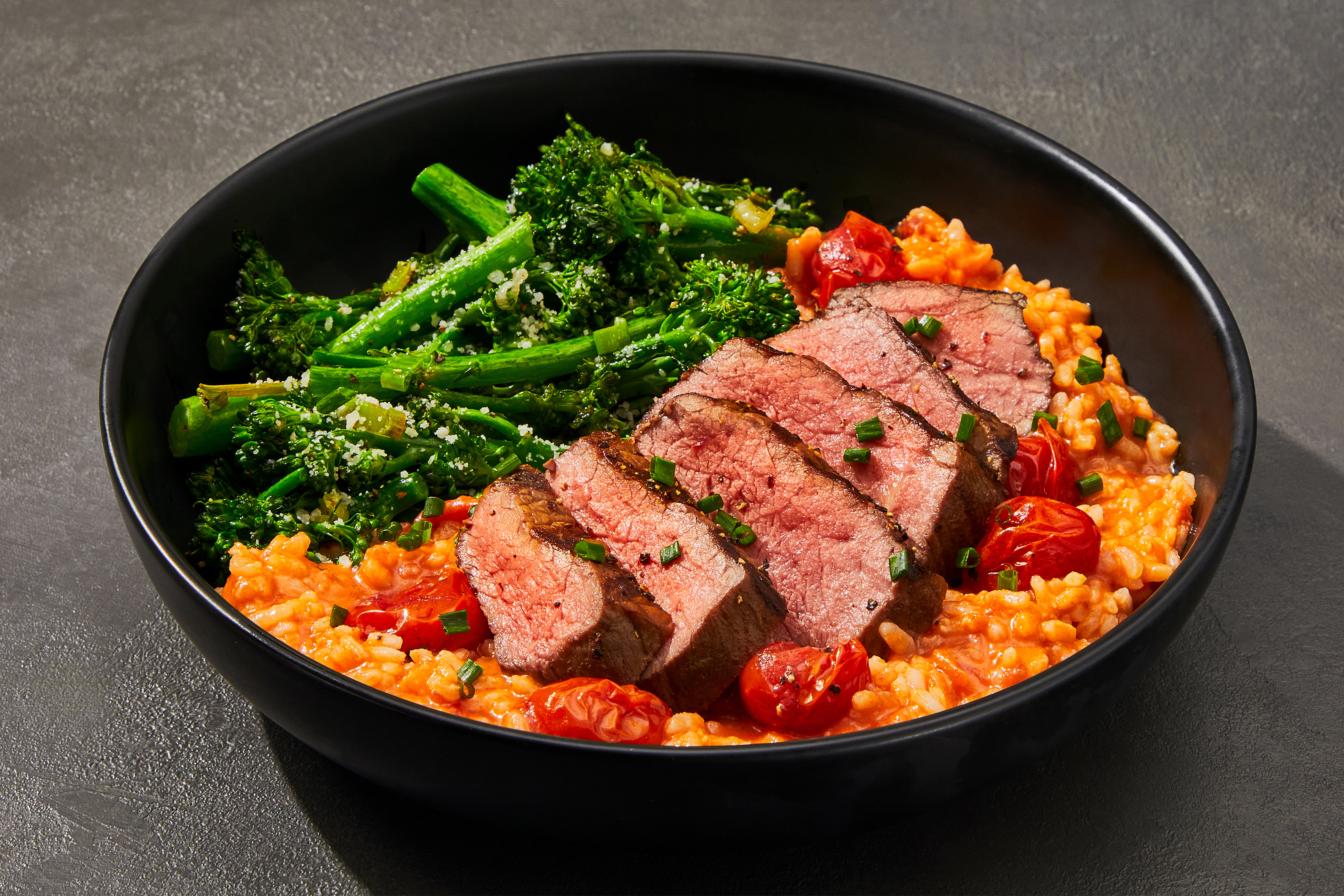 Garlic Filet Mignon & Tomato Risotto