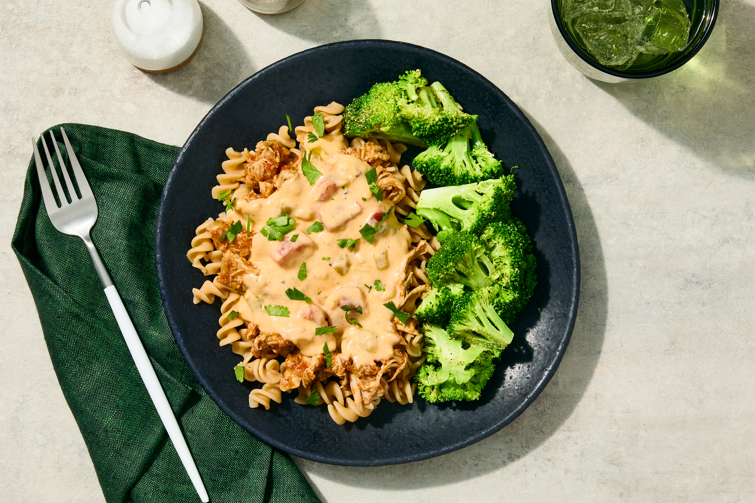 Green Chile Queso & Chicken Thigh Fusilli