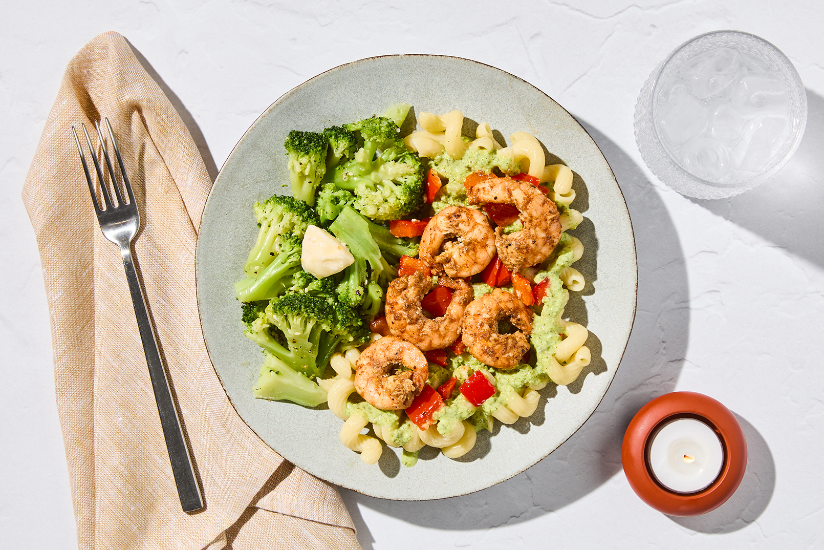 Poblano Cream Cavatappi & Spicy Shrimp