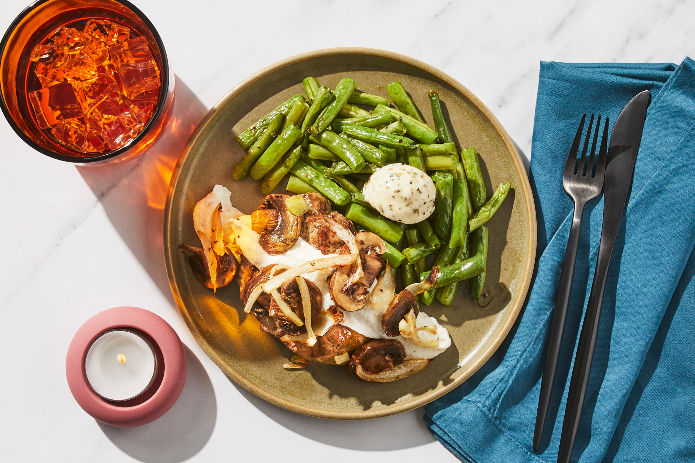 Goat Cheese, Mushroom & Onion Burger