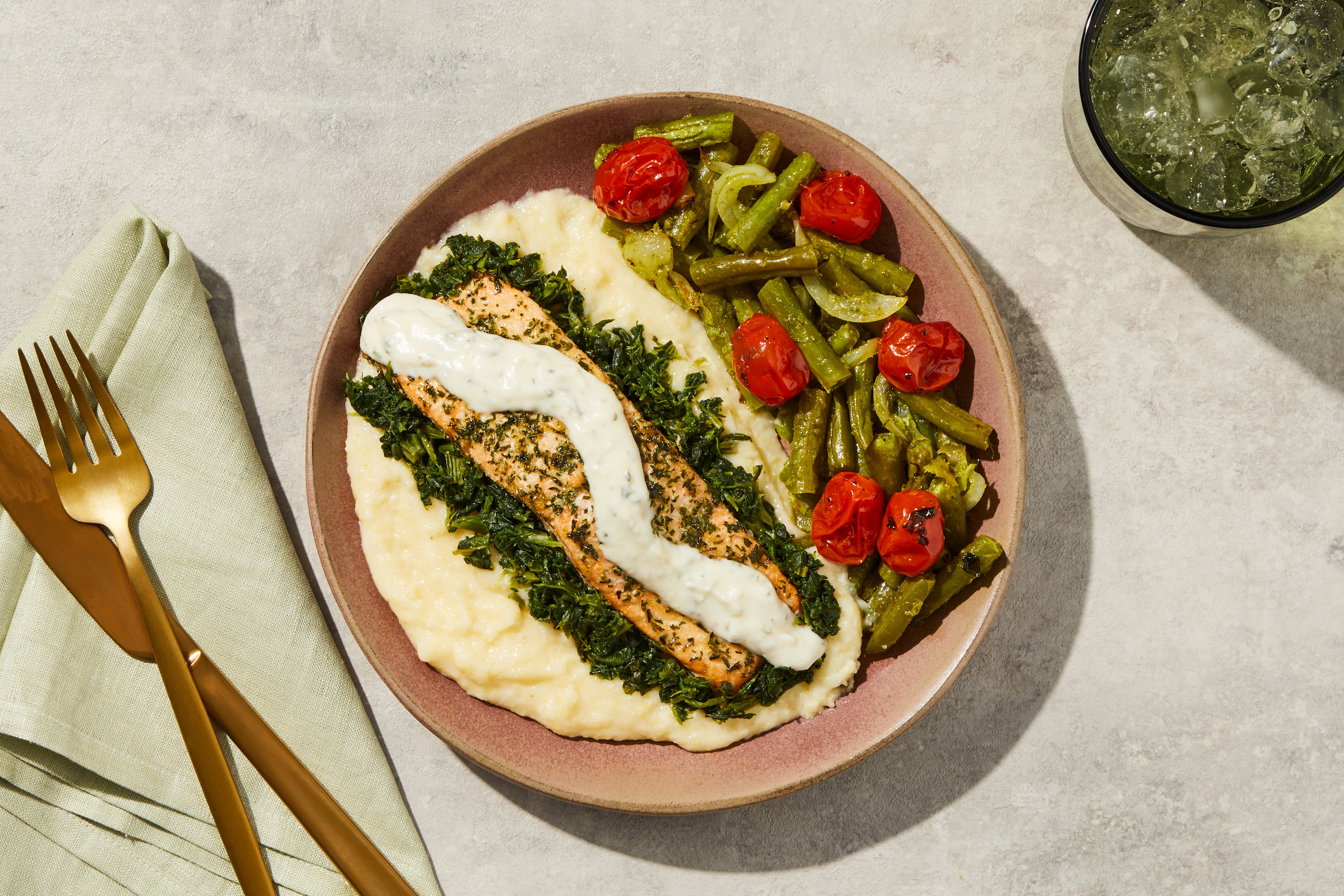 Garlic-Parsley Salmon & Parmesan Polenta