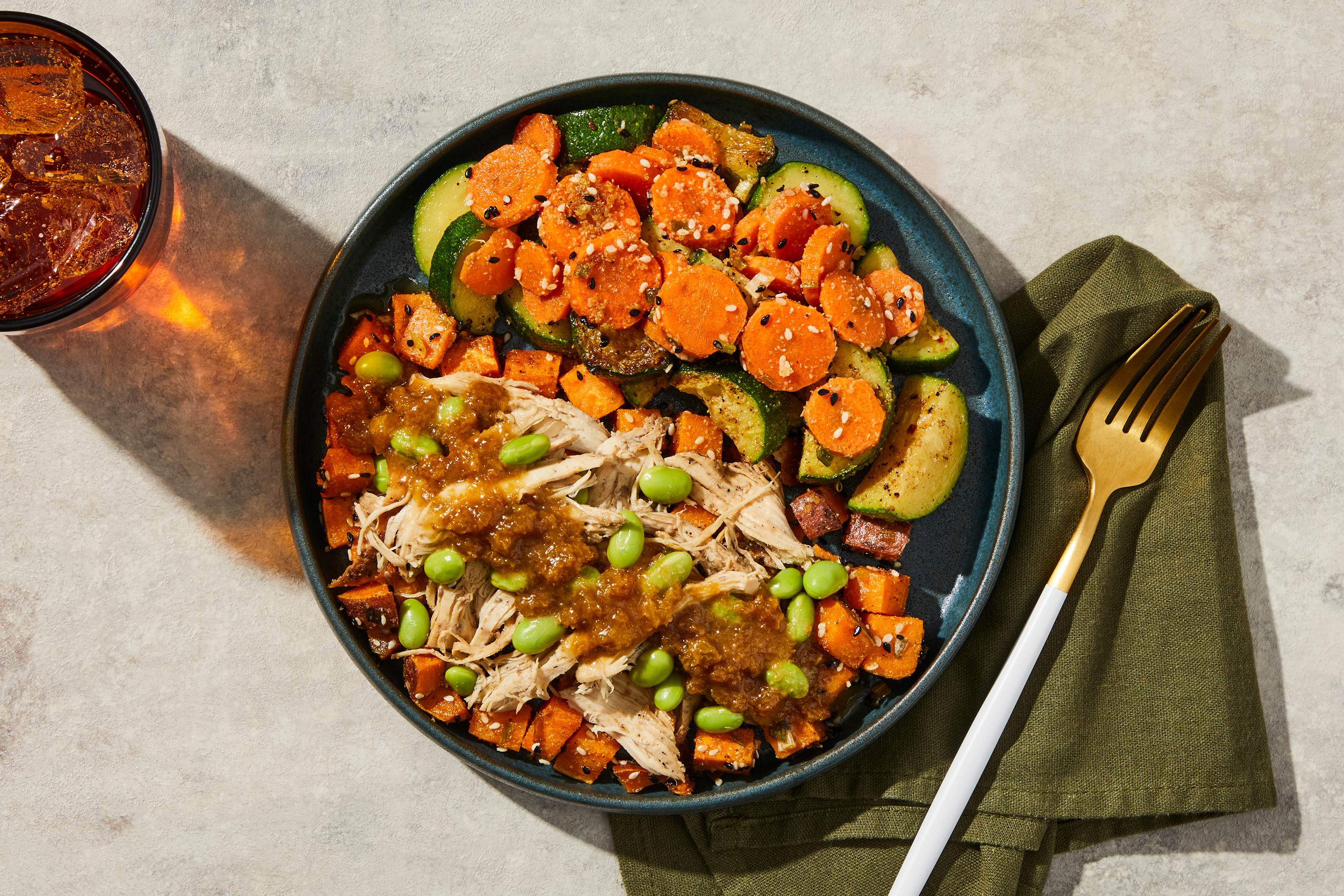 Ginger Soy Pulled Chicken & Edamame