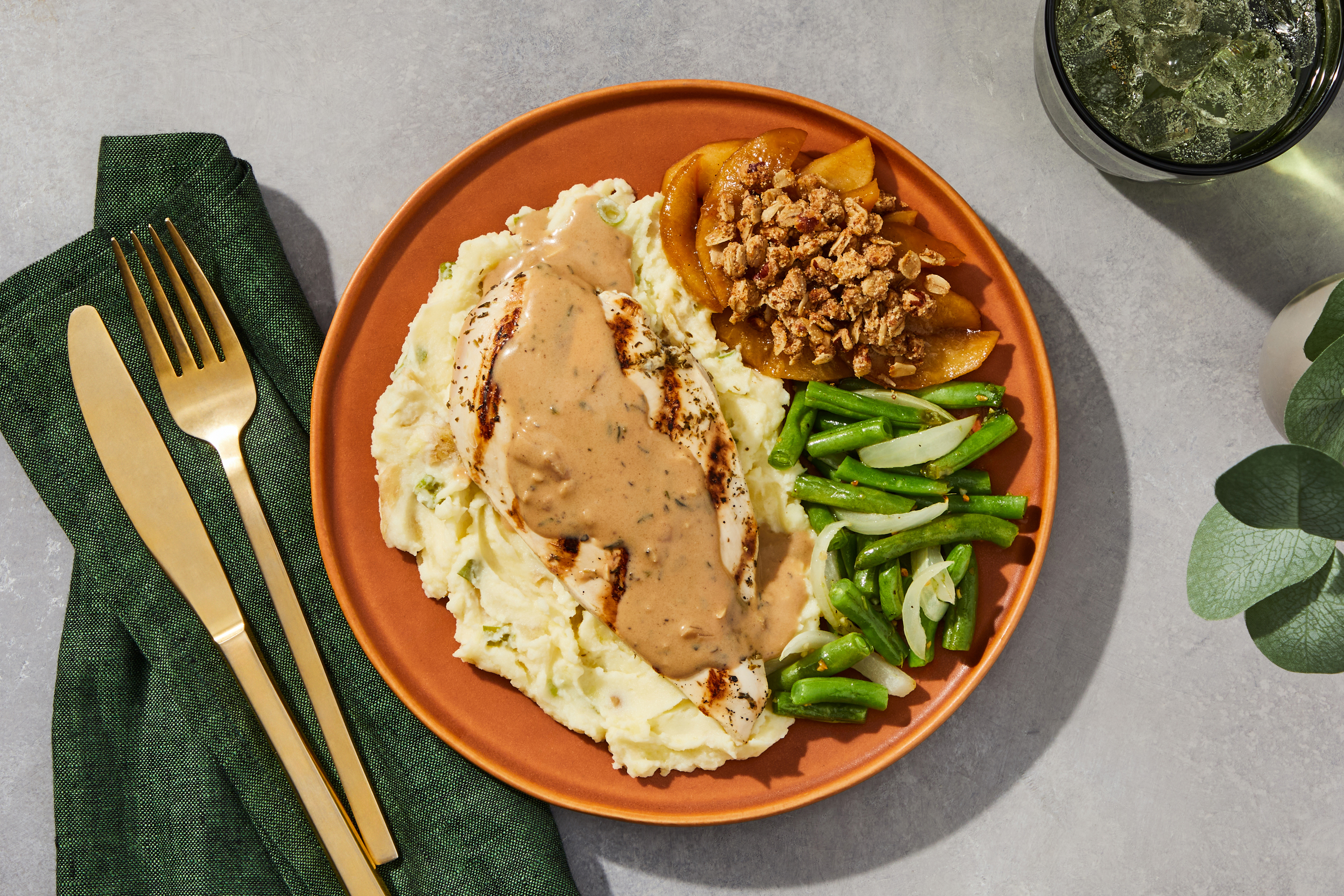 Herb Gravy Chicken & Smashed Potatoes