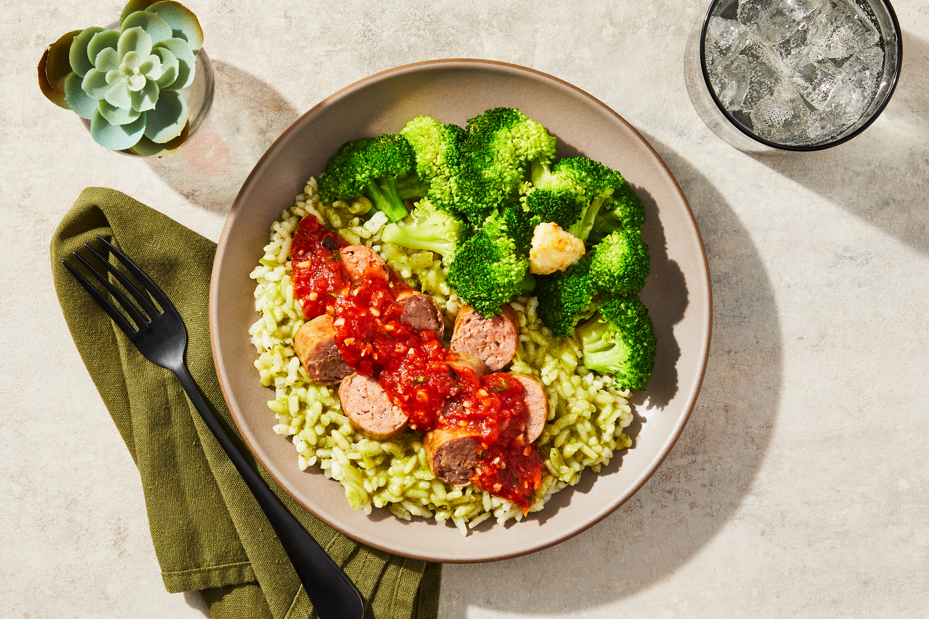 Pesto Risotto & Italian Sausage