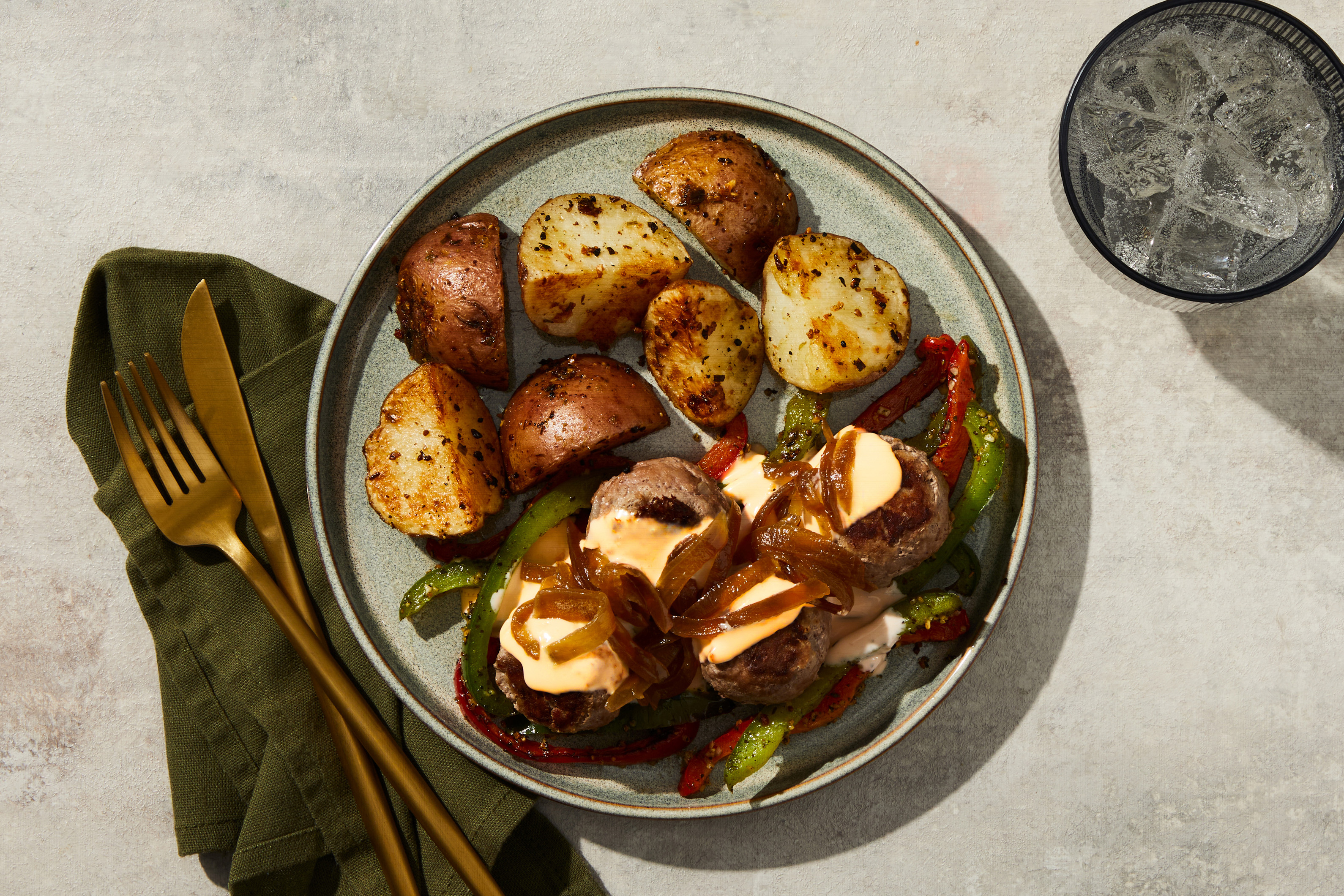 Cheesy Meatballs & Sweet Peppers