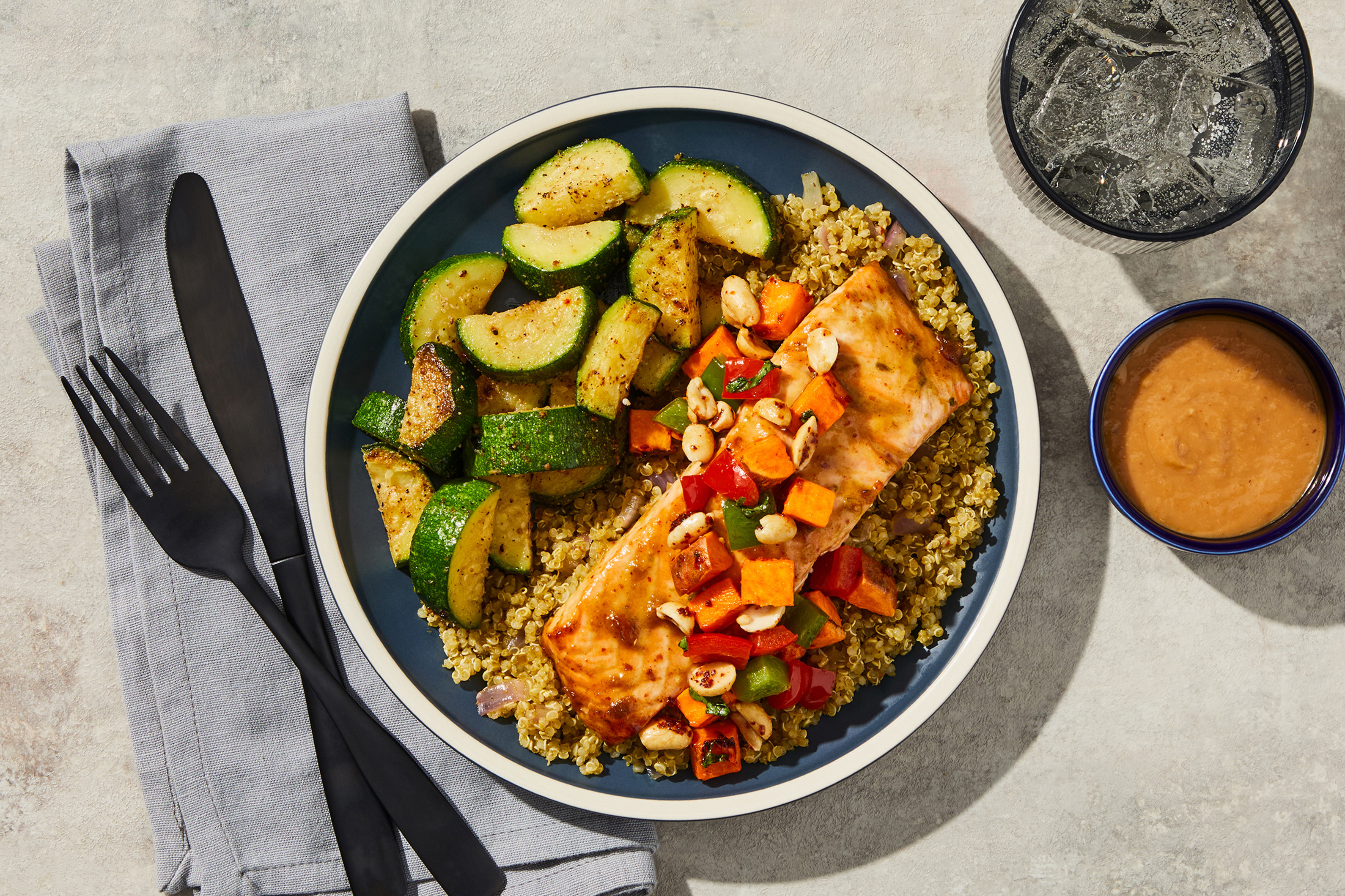 Chili Garlic Salmon & Peanut Sauce