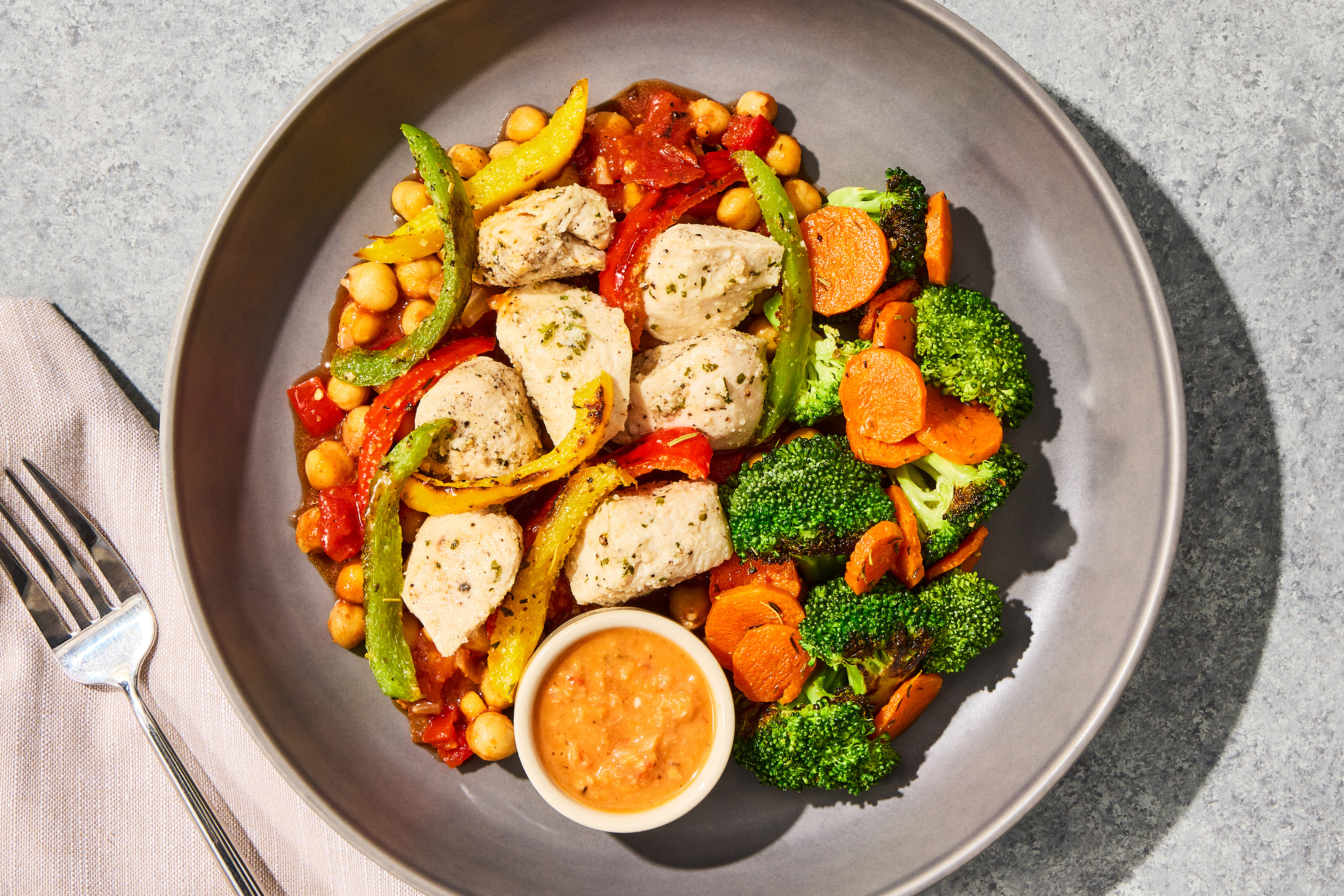 Garlic-Herb Chicken & Tomato-Braised Chickpeas