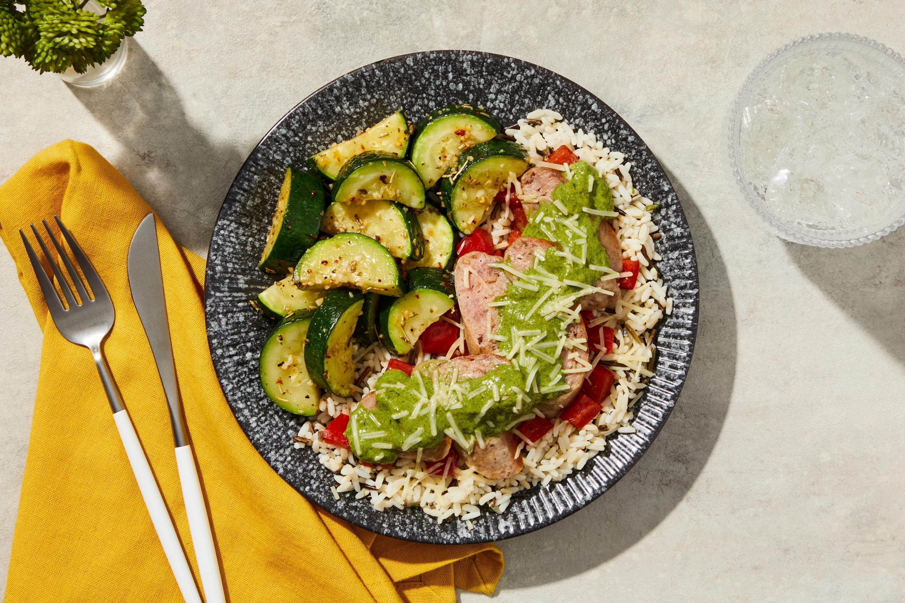 Pesto Cream Italian Sausage & Rice