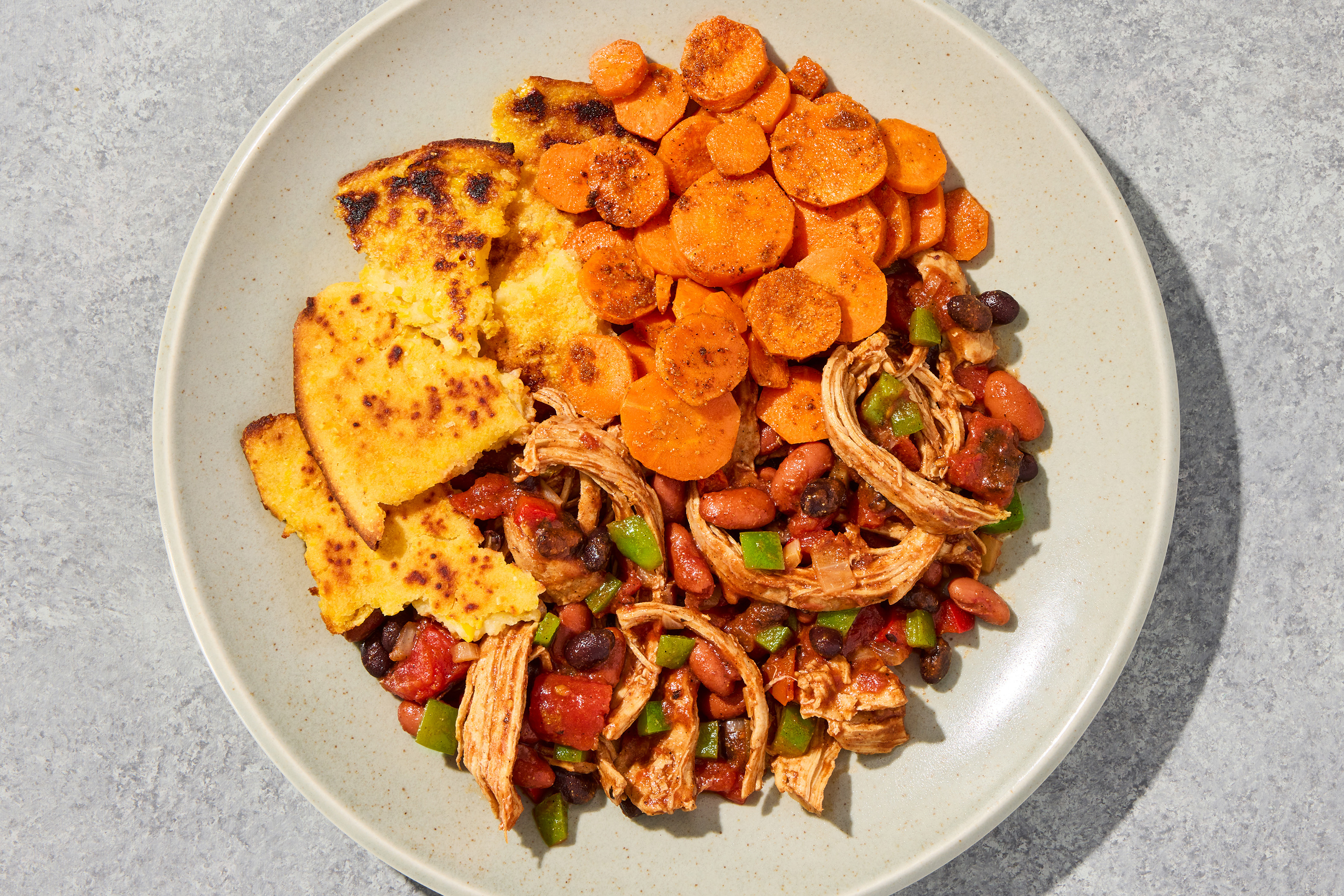 Shredded Chicken Chili & Cornbread