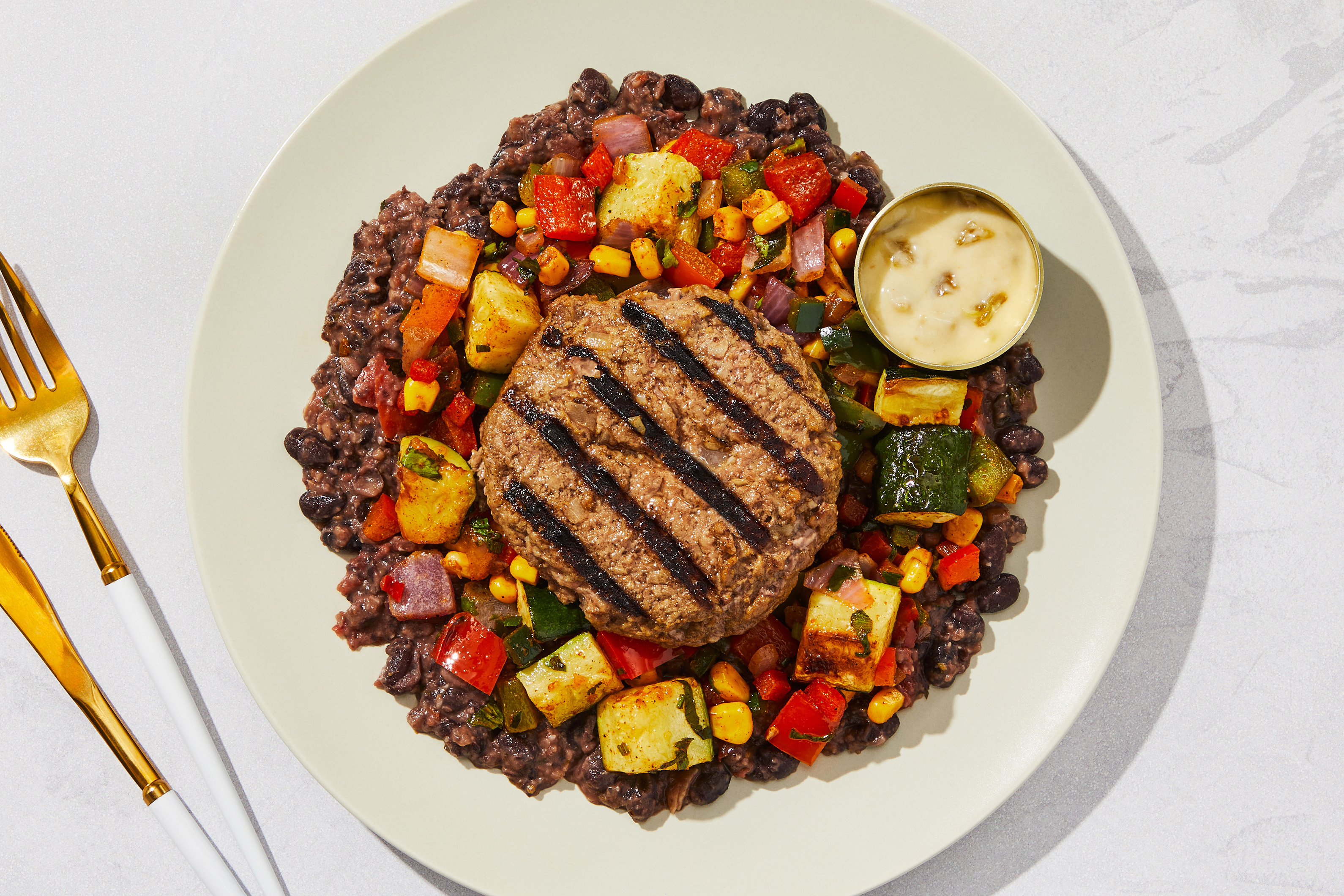 Cowboy Burger & Smashed Beans