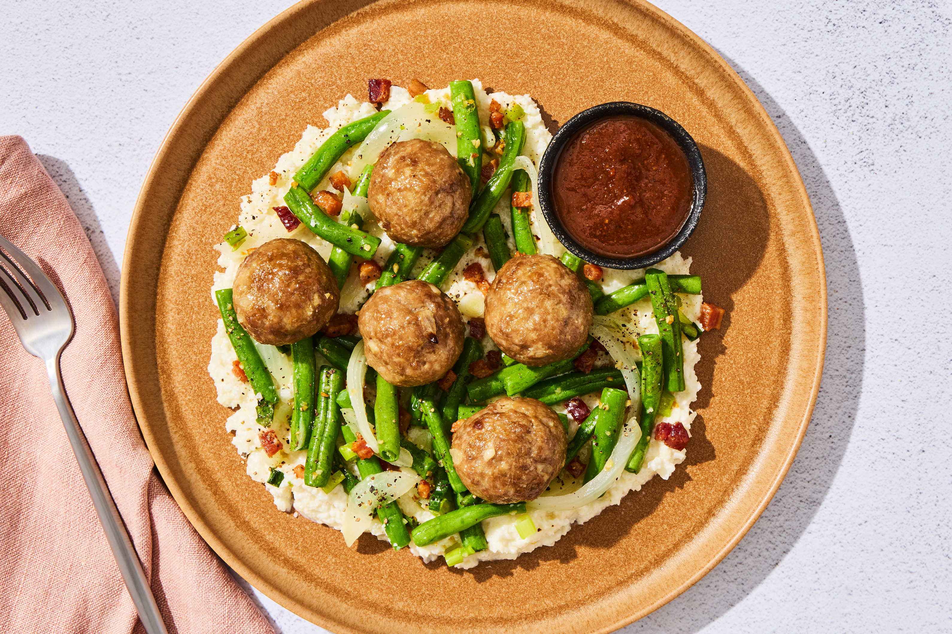 BBQ Meatballs & Cauliflower Mash