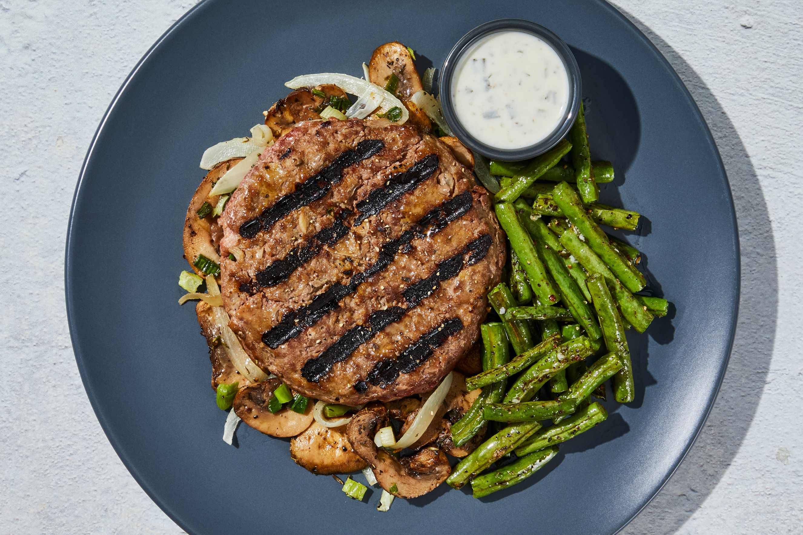 Goat Cheese, Mushroom & Onion Burger