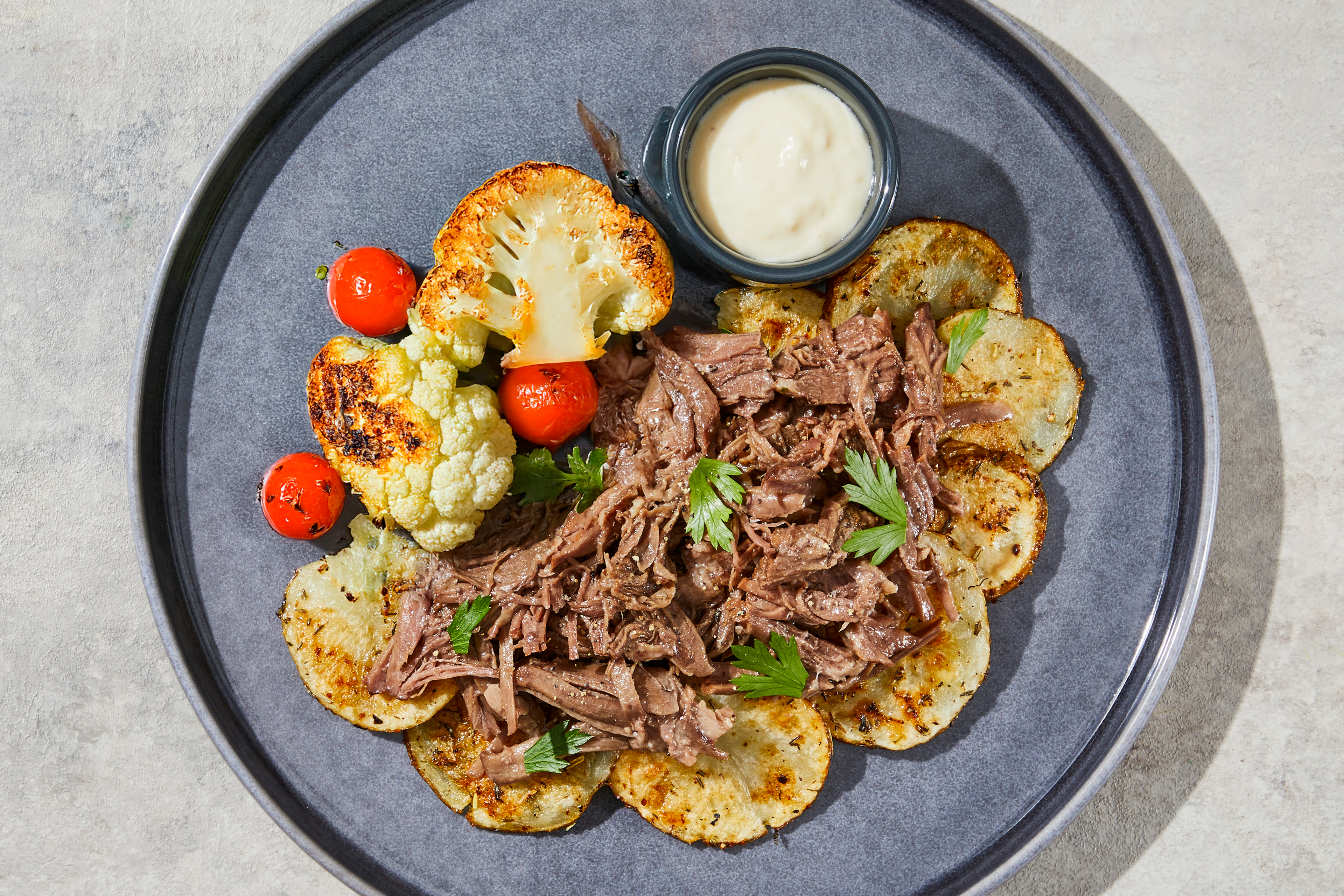 Parmesan & Garlic Cream Shredded Beef
