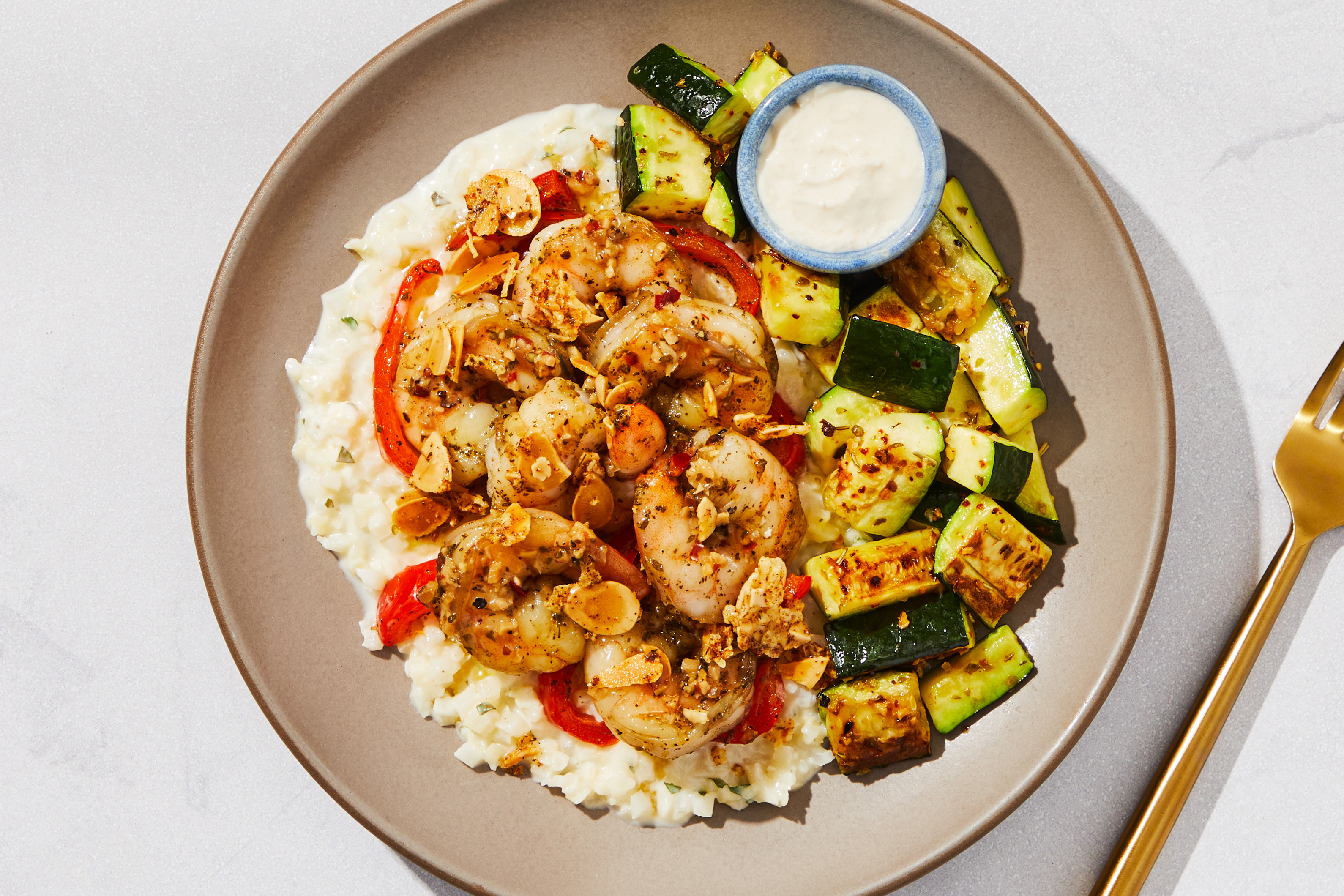 Buttered Shrimp Cauliflower Gratin