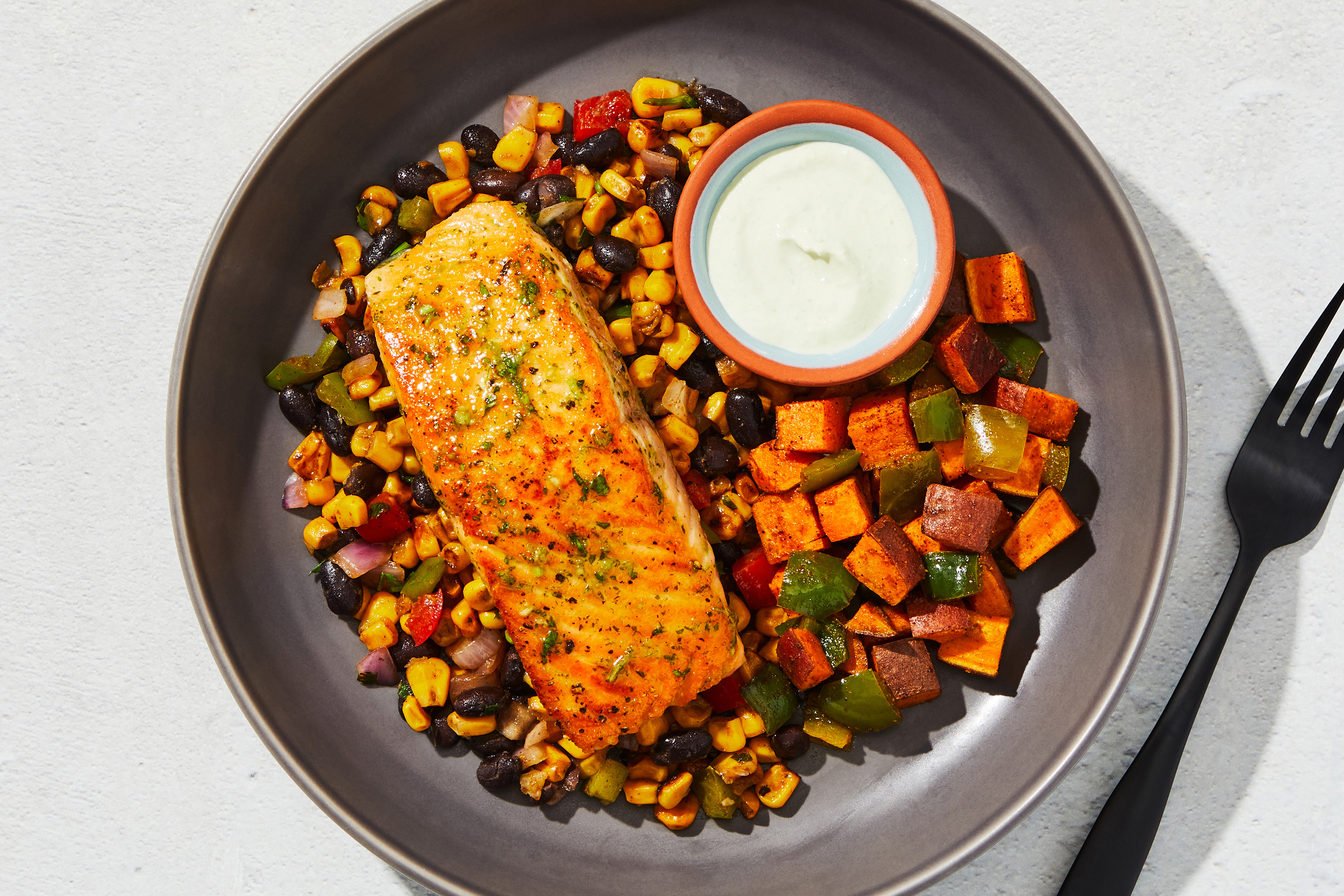 Fiesta Salmon & Black Bean-Corn Sauté