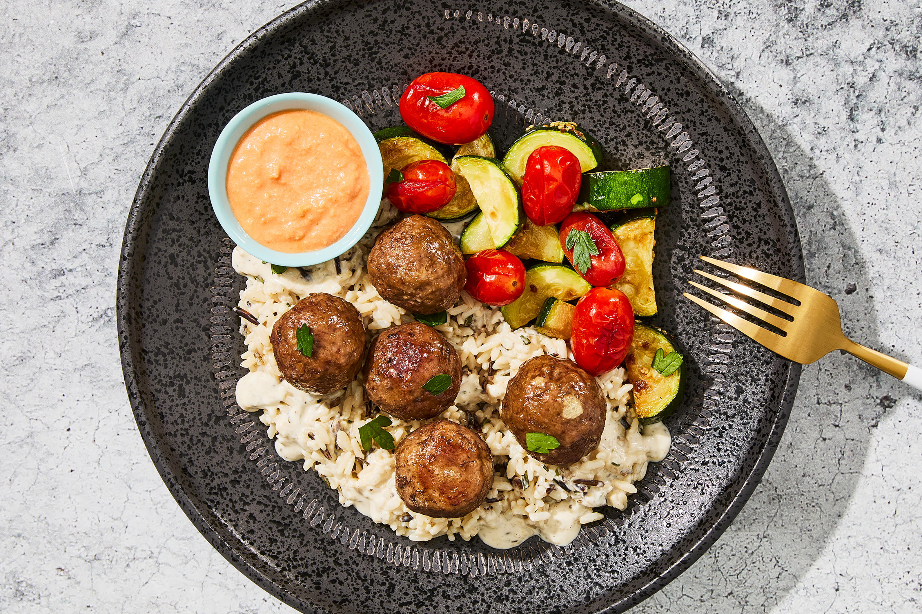 Goat Cheese & Tomato Braised Meatballs