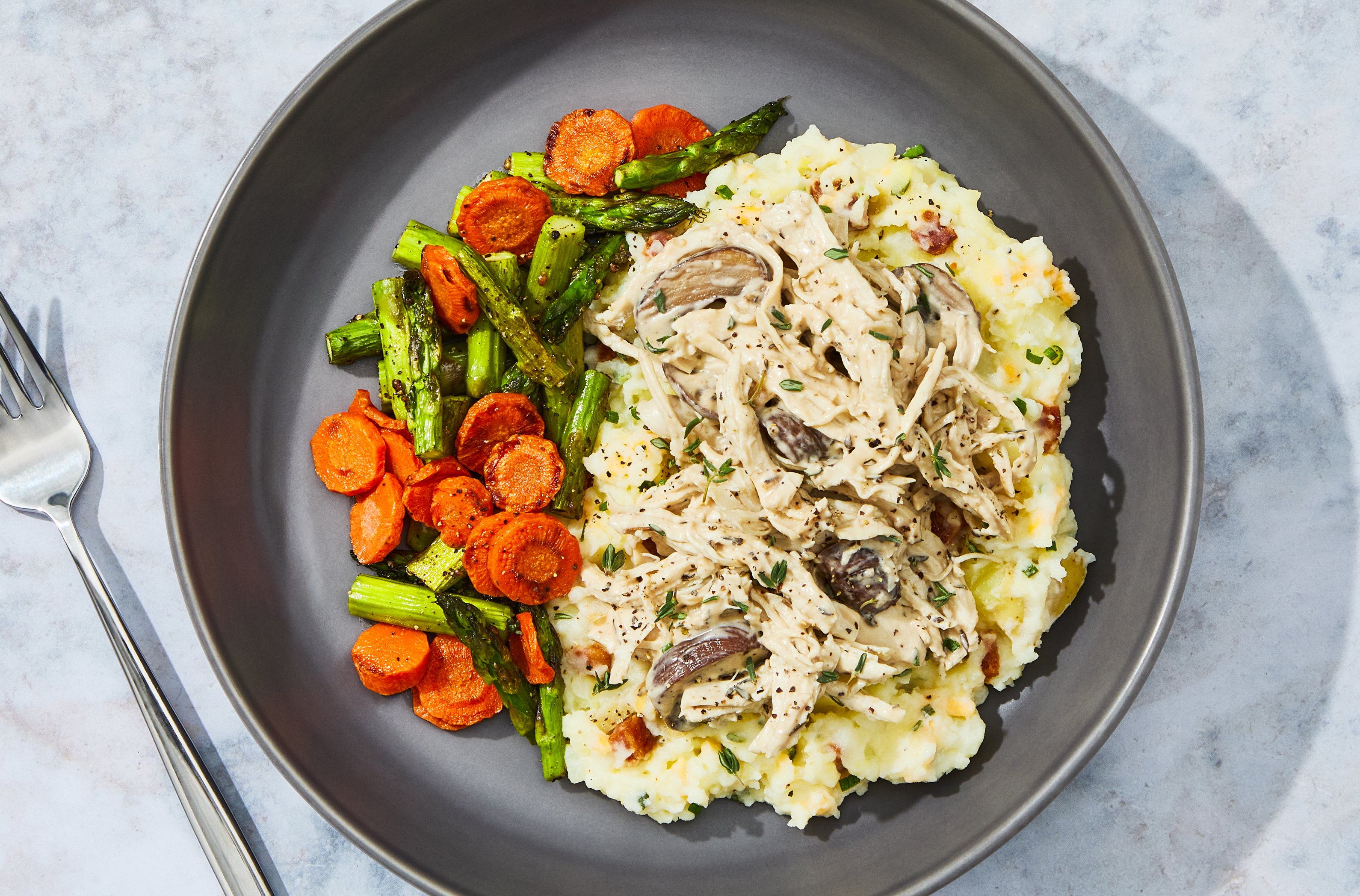 Loaded Mashed Potatoes & Shredded Chicken