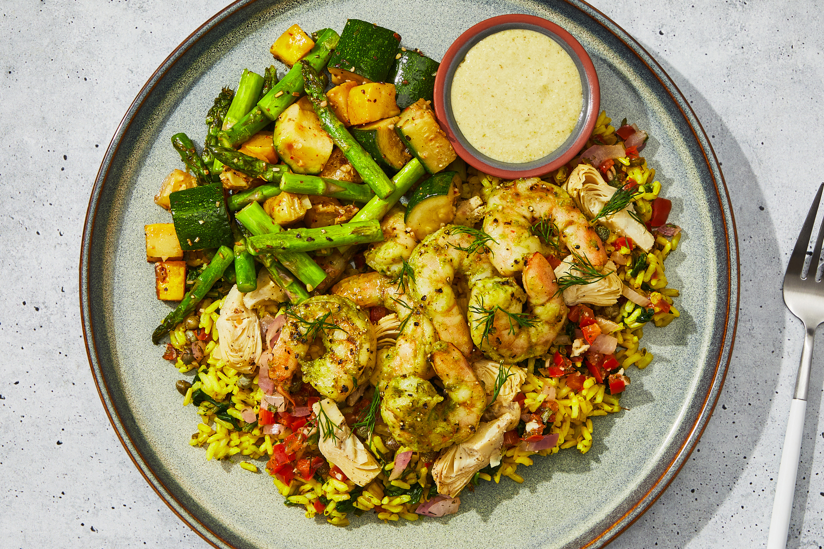 Red Pepper & Artichoke Shrimp Bowl
