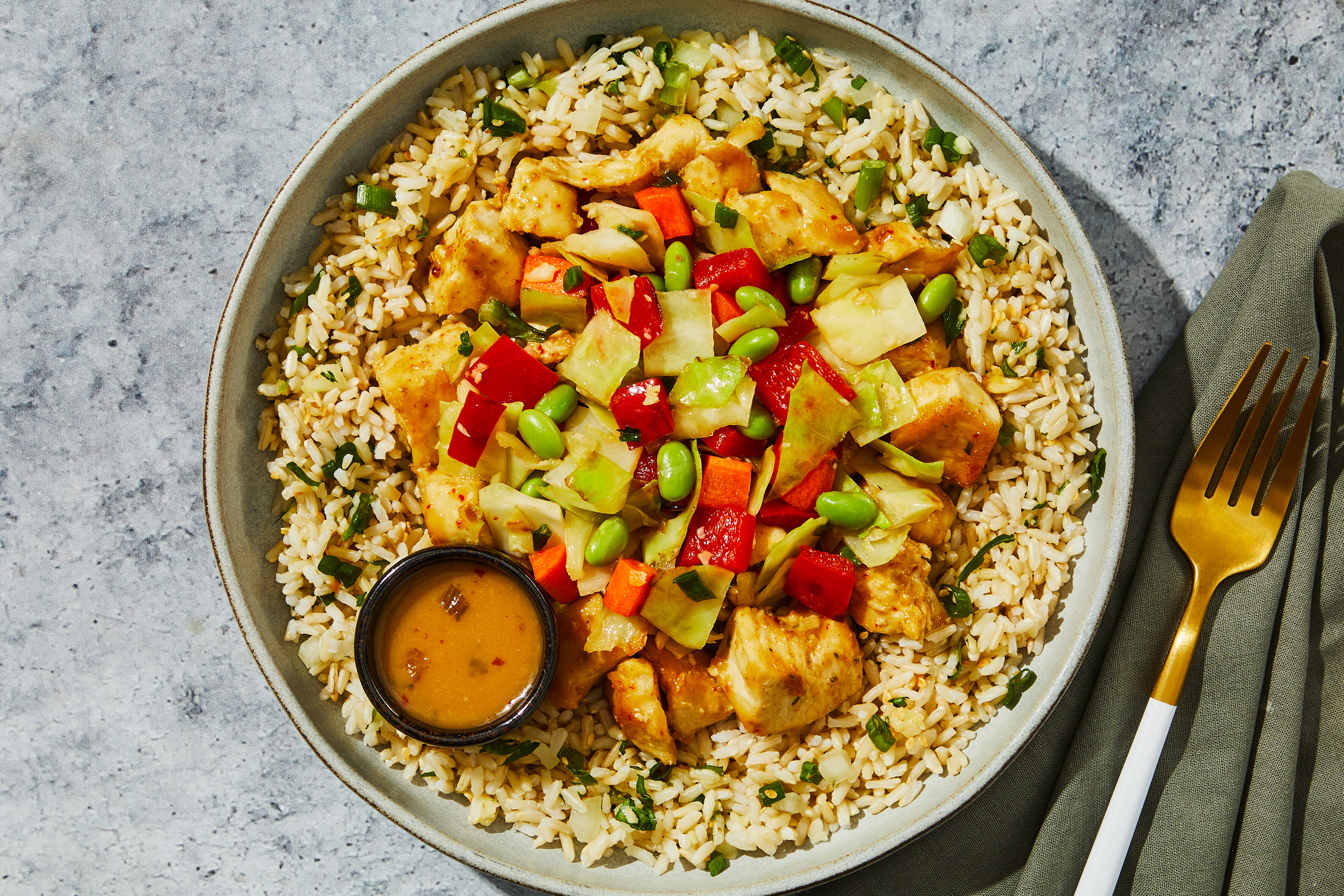 Ginger Sesame Chicken & Scallion Rice