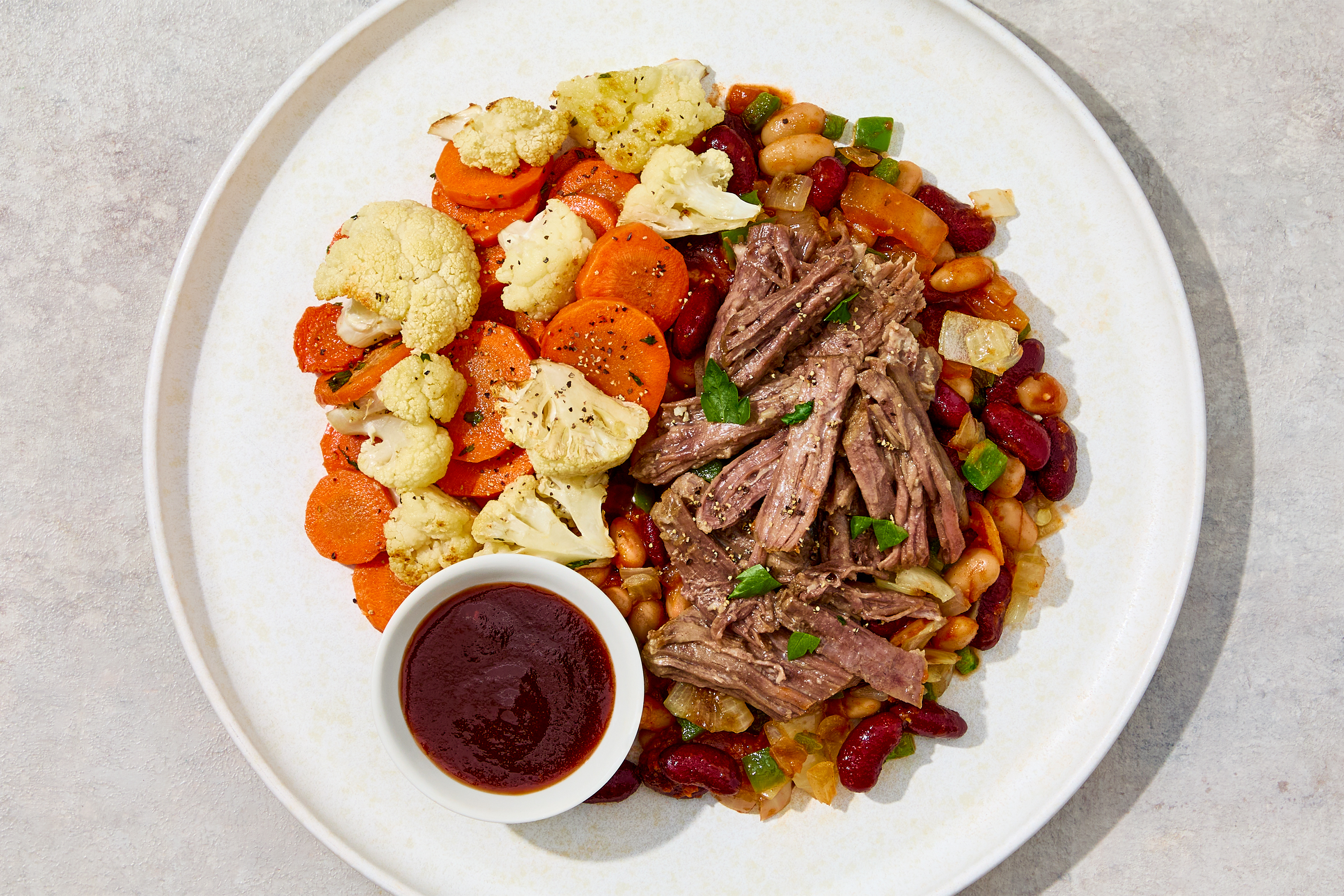 Smoky BBQ Shredded Beef & Baked Beans