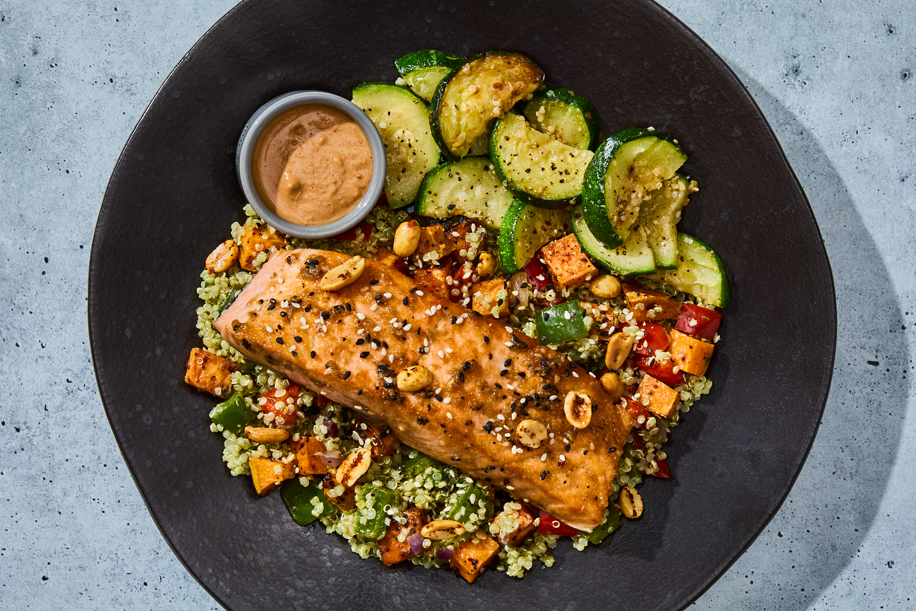 Chili Peanut Salmon Buddha Bowl