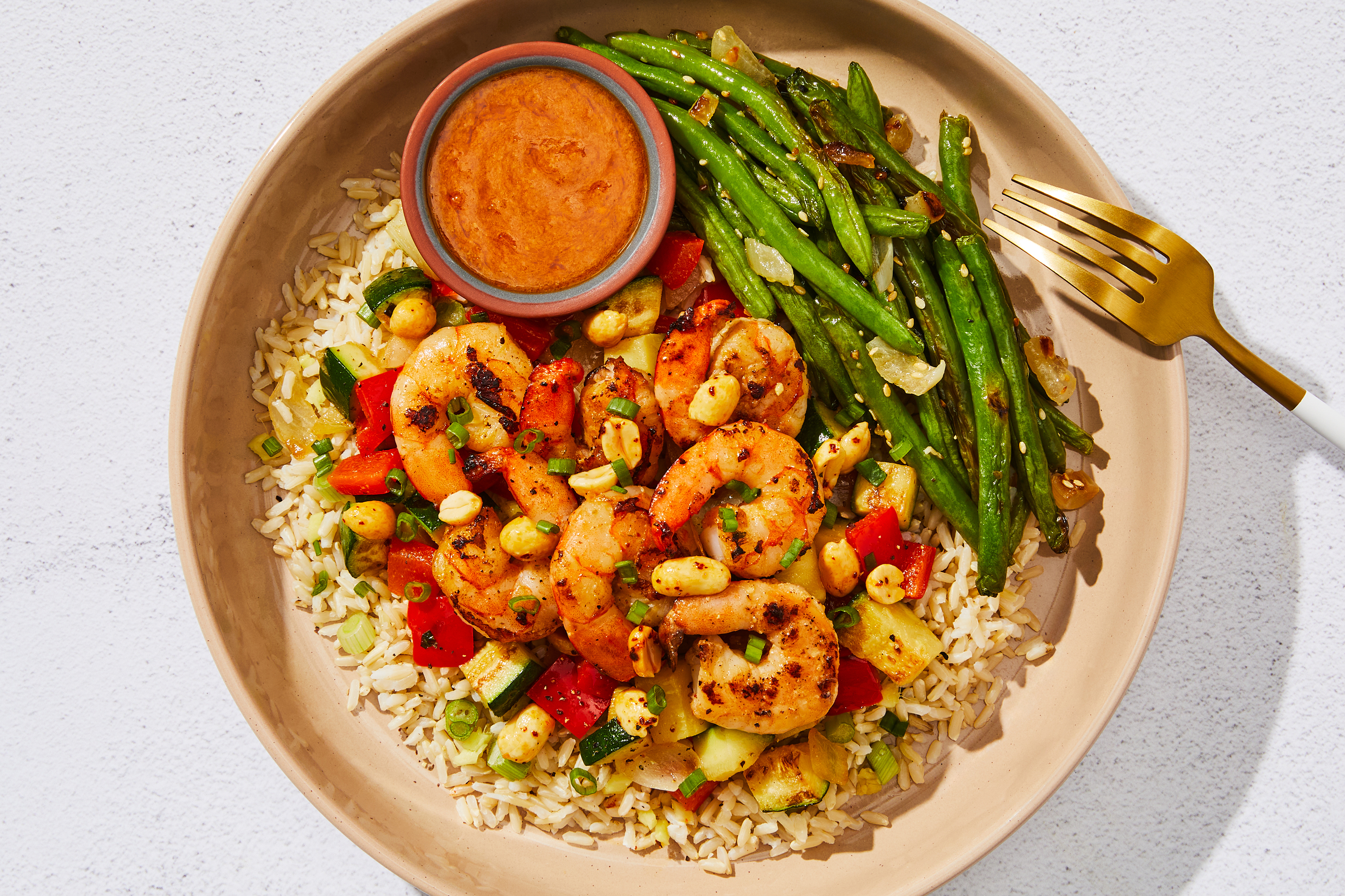 Fiery Soy-Ginger Peanut Shrimp