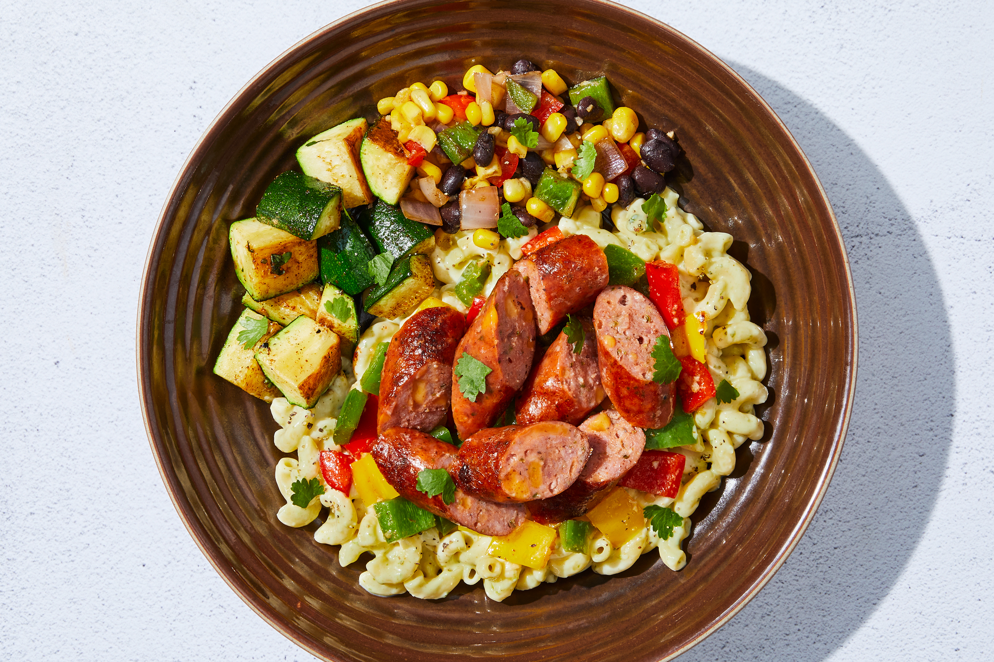 Bison-Pork Sausage & Poblano Macaroni