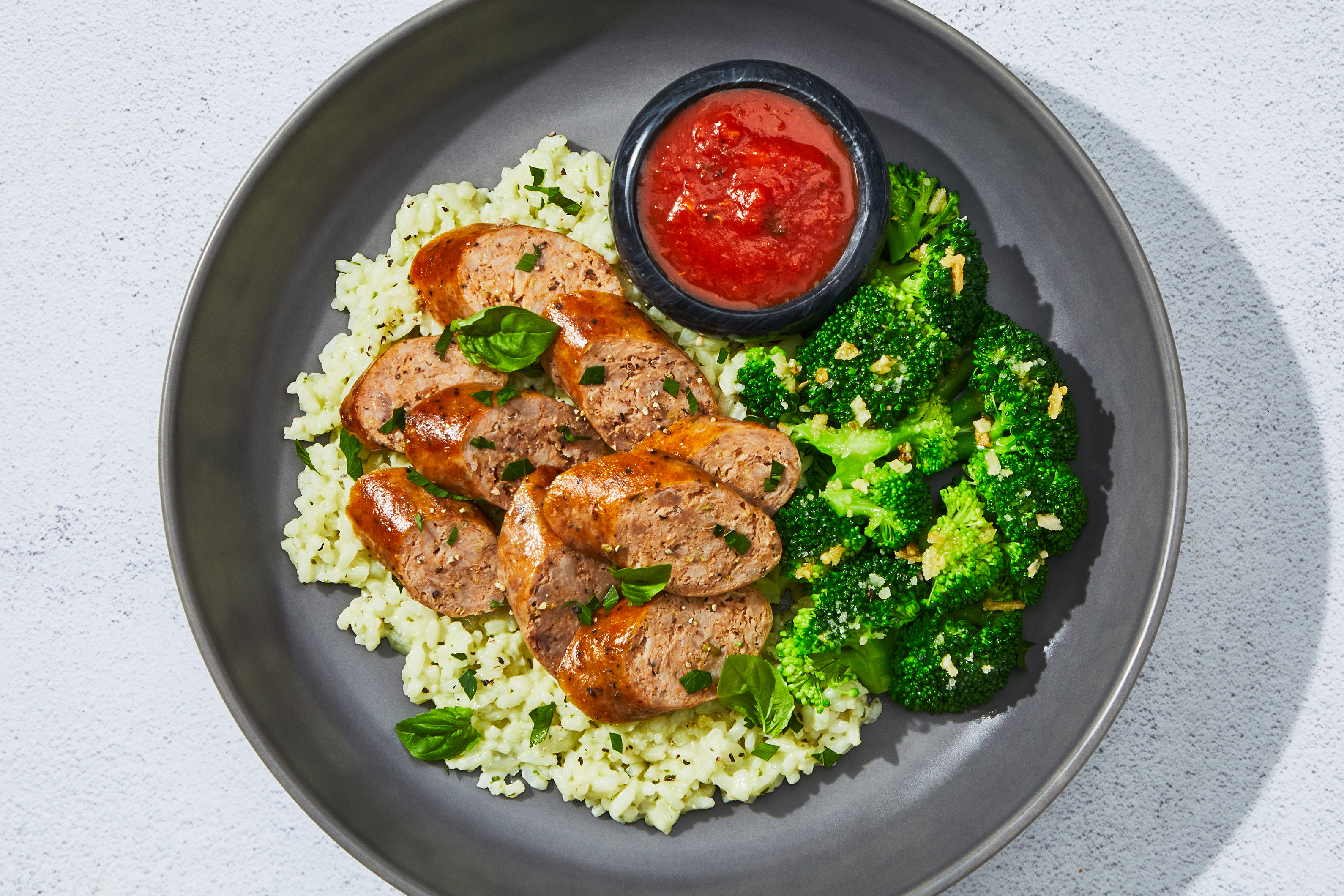 Pesto Risotto & Italian Sausage