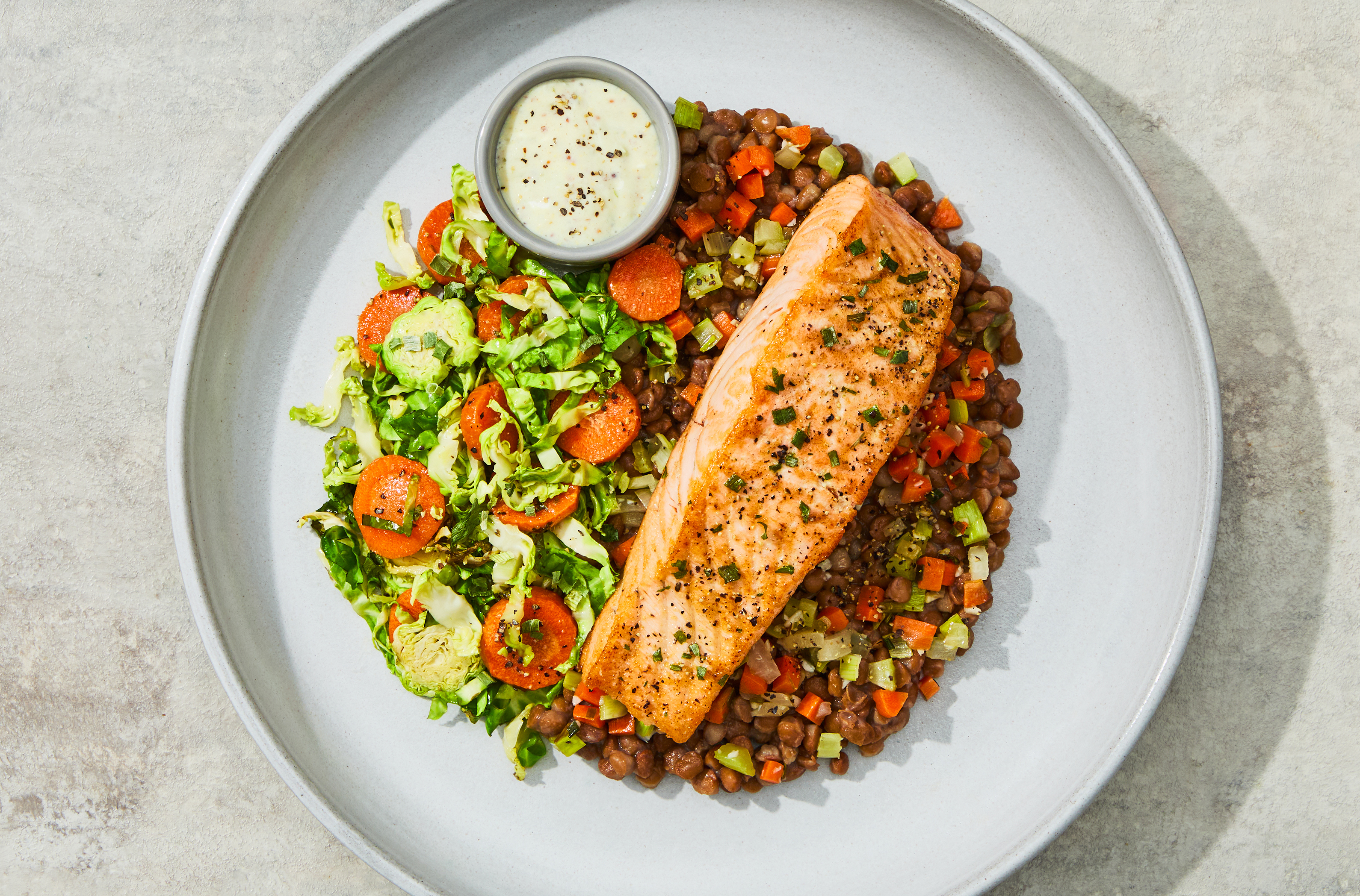 French Dijon Salmon & Lentils