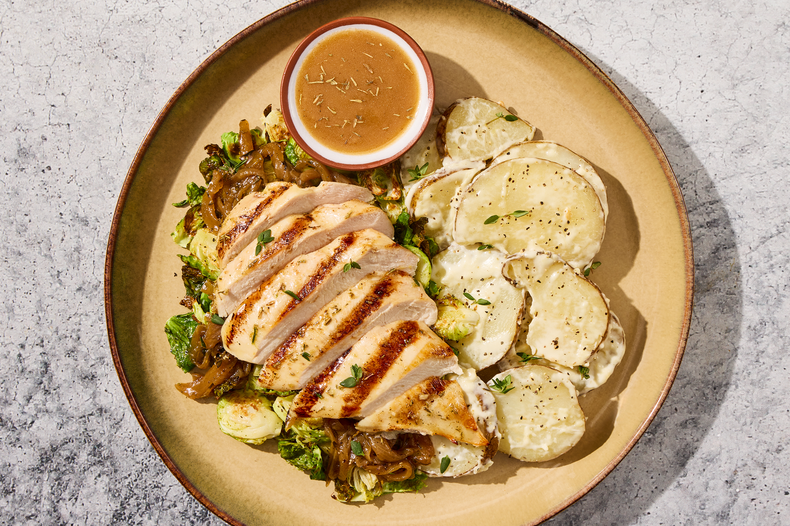 Brown Butter Jus Chicken & Potato Gratin