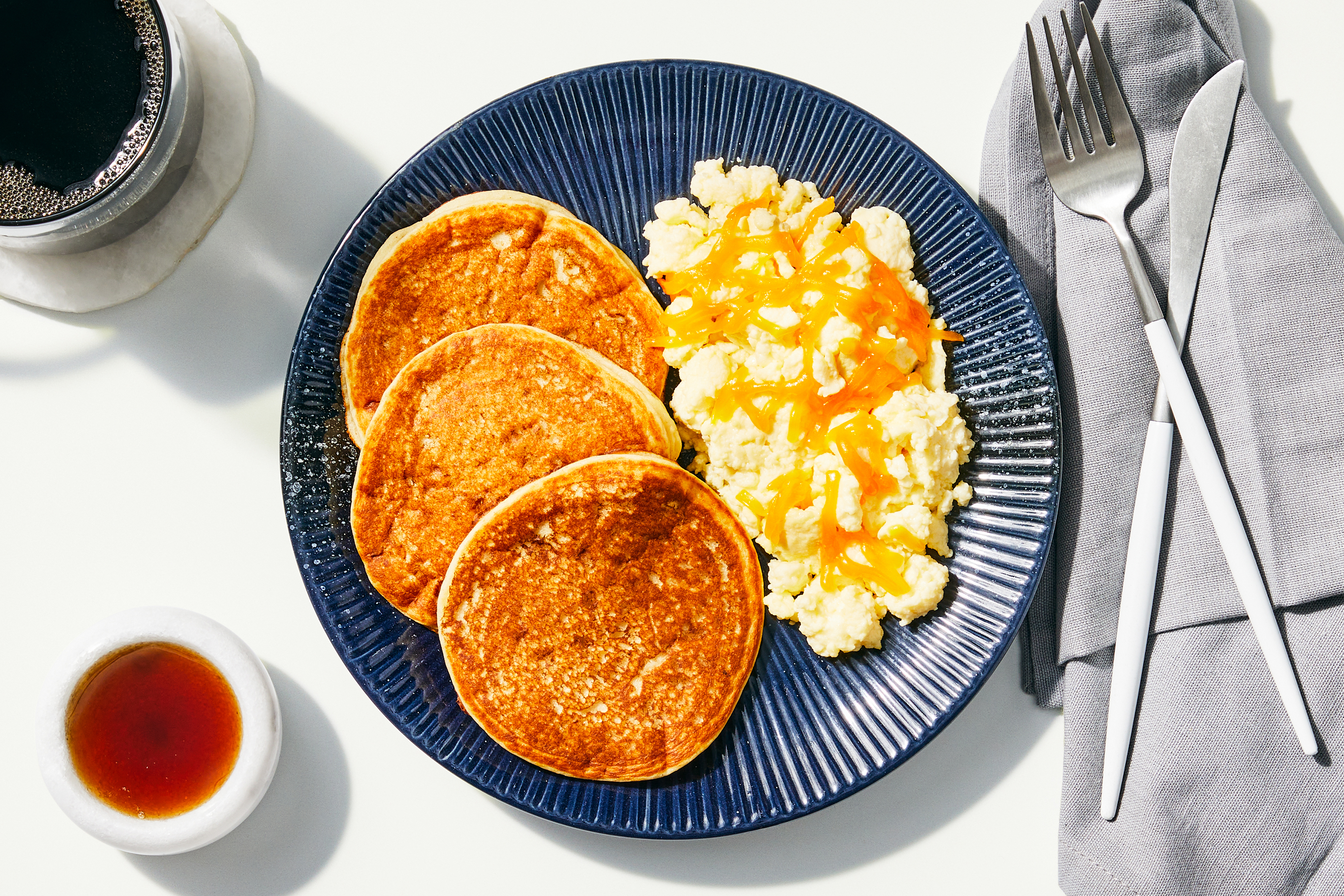 Pancakes & Cheddar Scramble