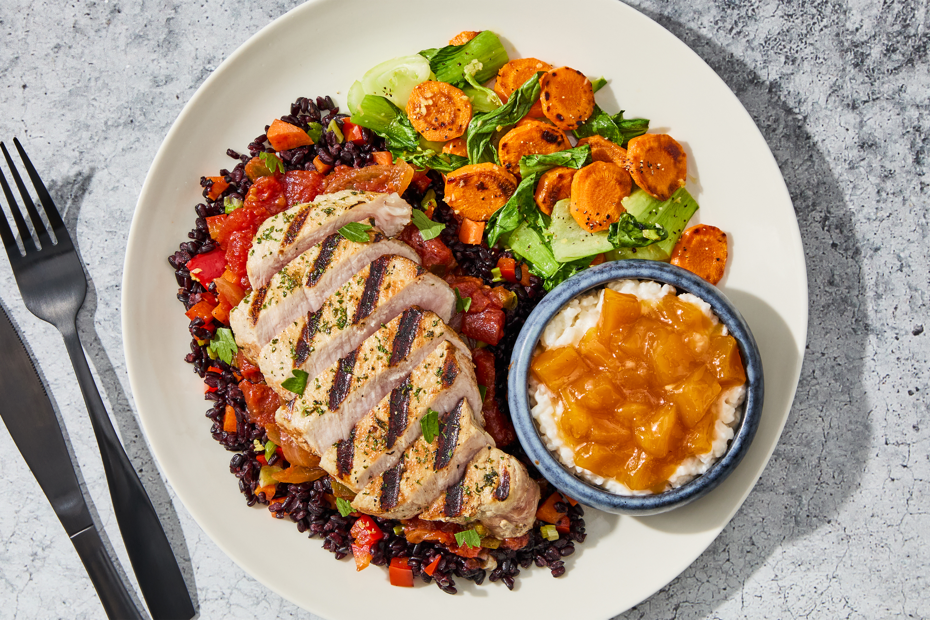 Indonesian-Style Chili Pork Chop & Black Rice