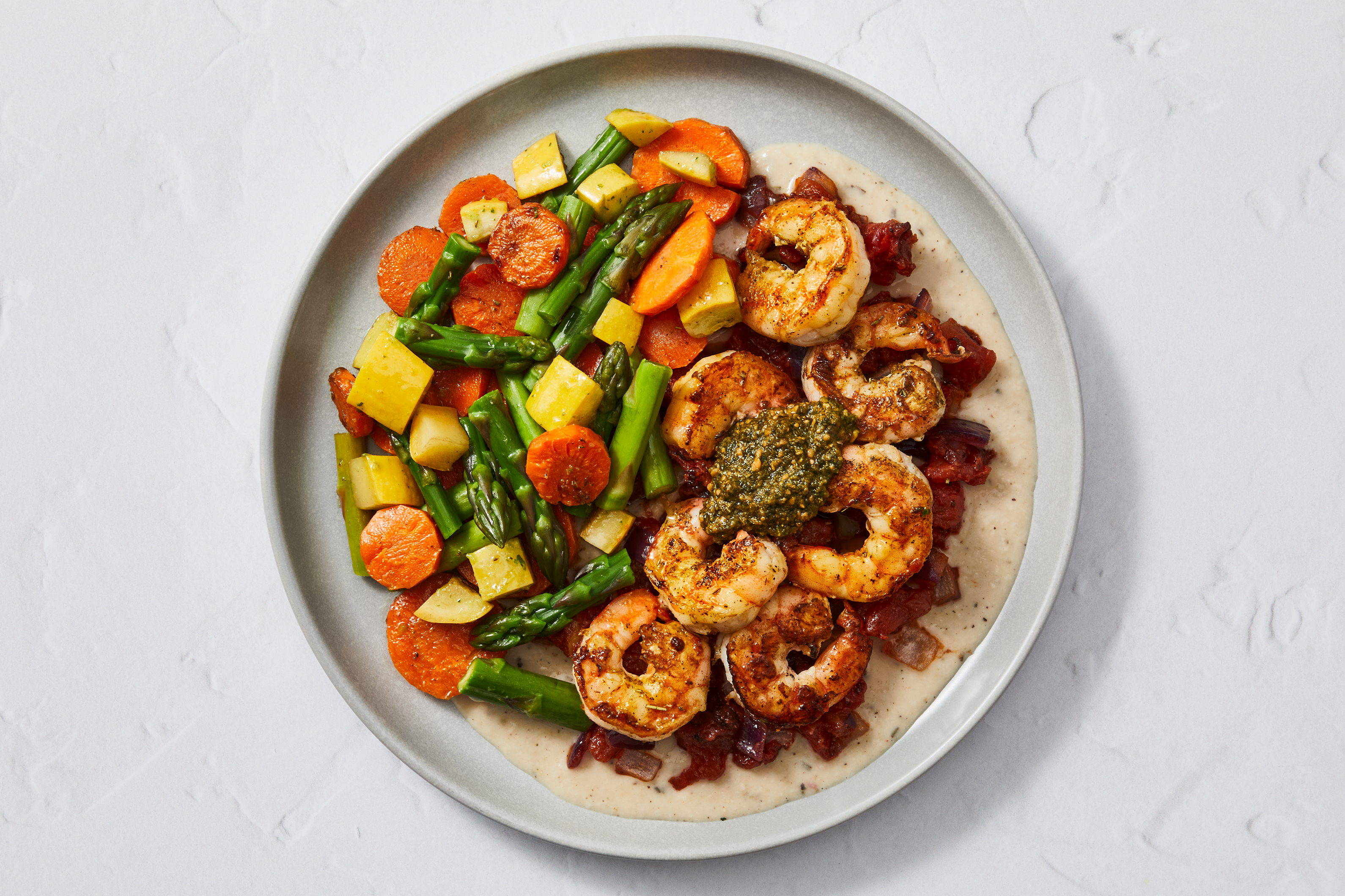 Fire-Roasted Tomato & Pesto Shrimp